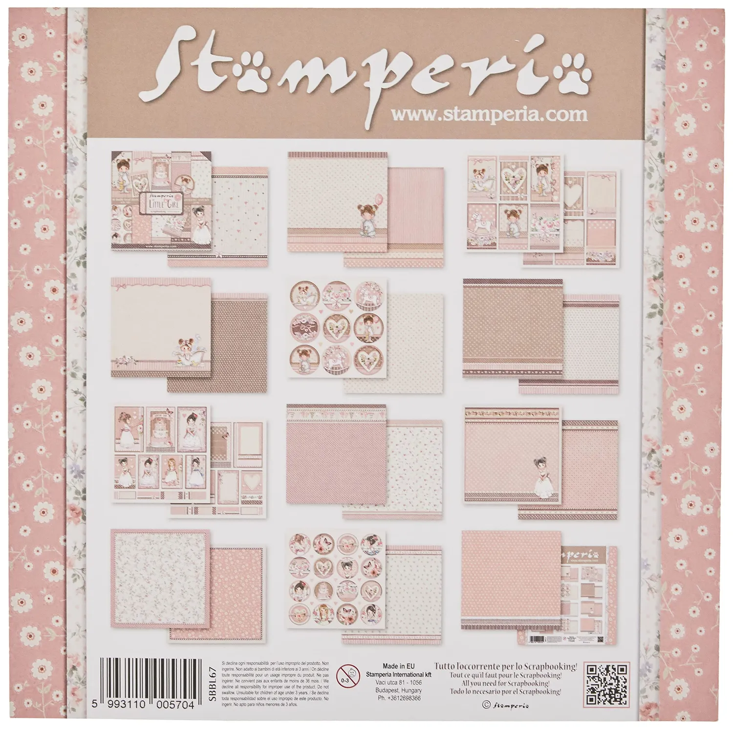 Stamperia Little Girl Papierblock 30,5x30,5 10 Blätter