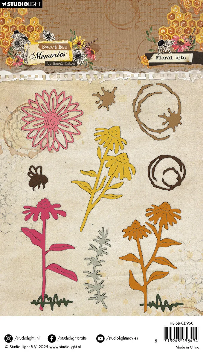 Hazel Eaton Sweet Bee Memories Floral Bits Stanzschablone 104x146 mm