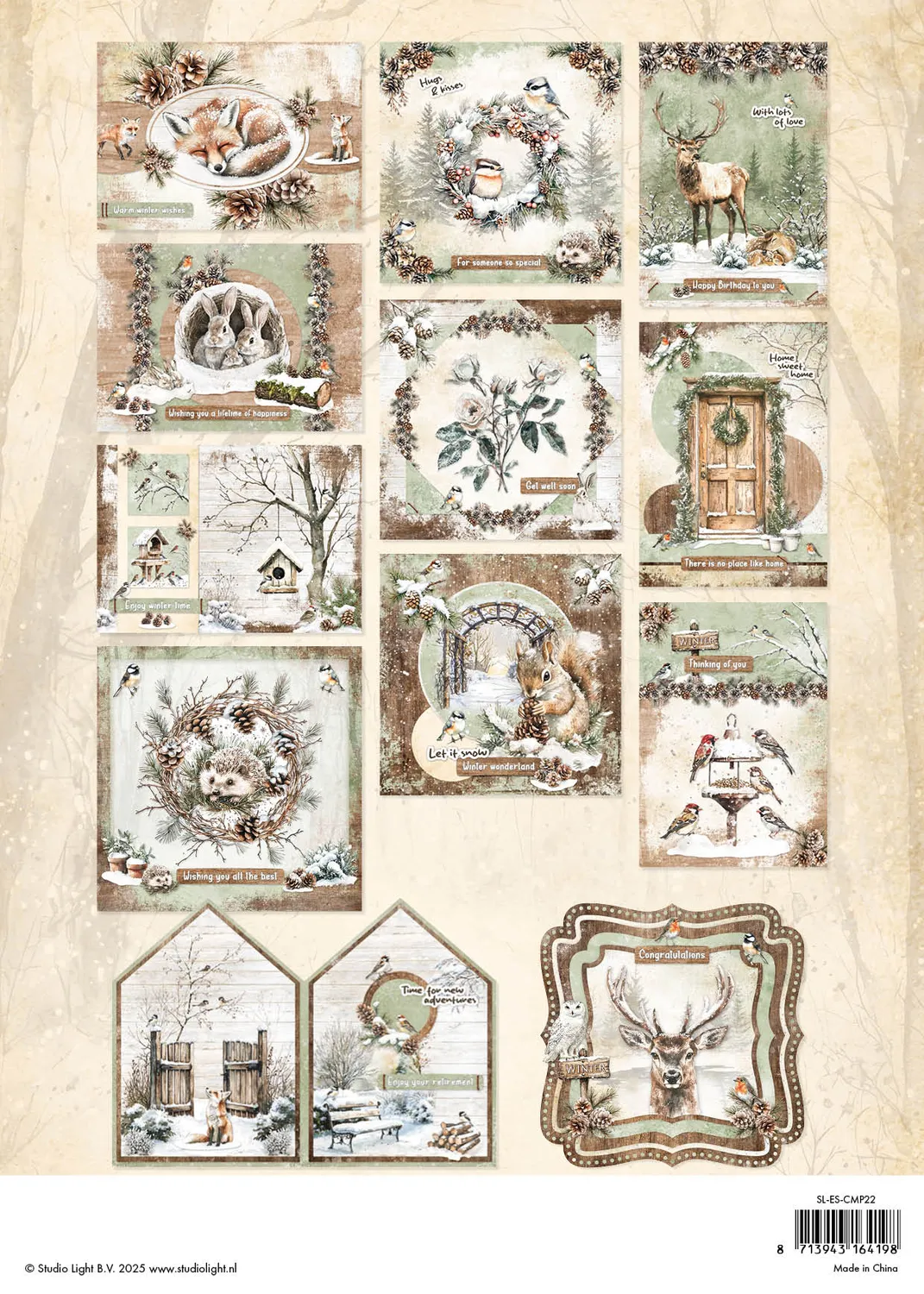 StudioLight Essentials Winter Woodland Card Making Pad 14 Blatt