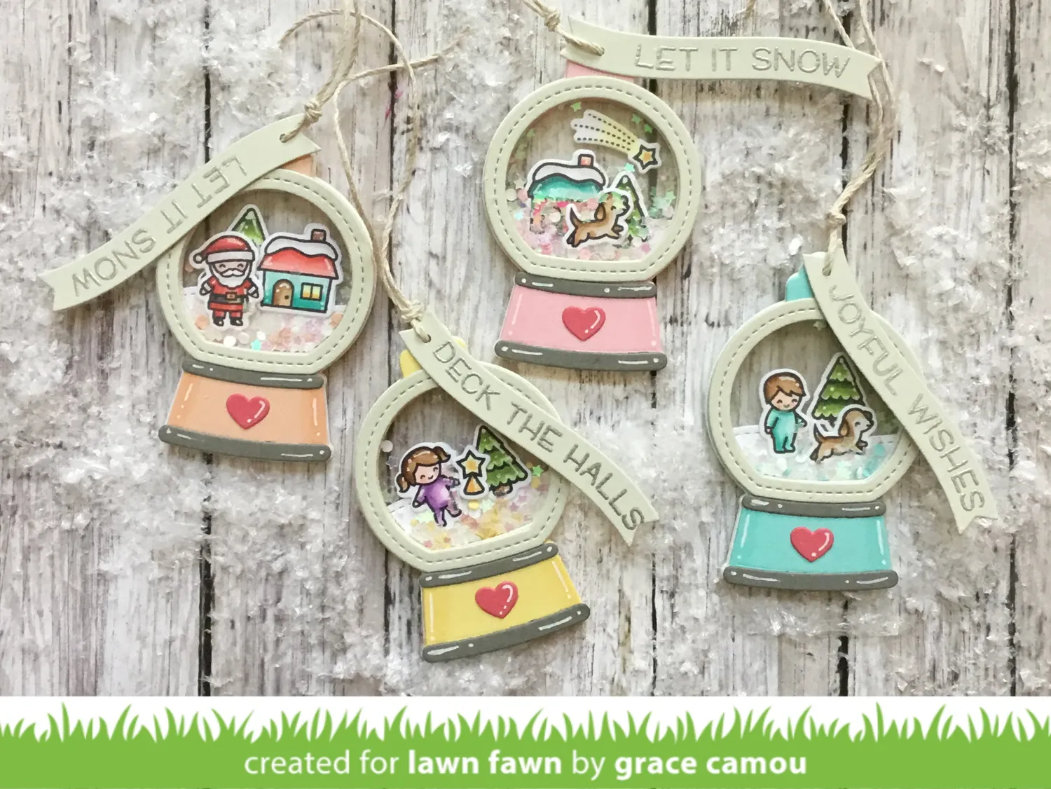 Lawn Fawn Snow Globe Gift Tag Stanzen Weihnachten Shaker