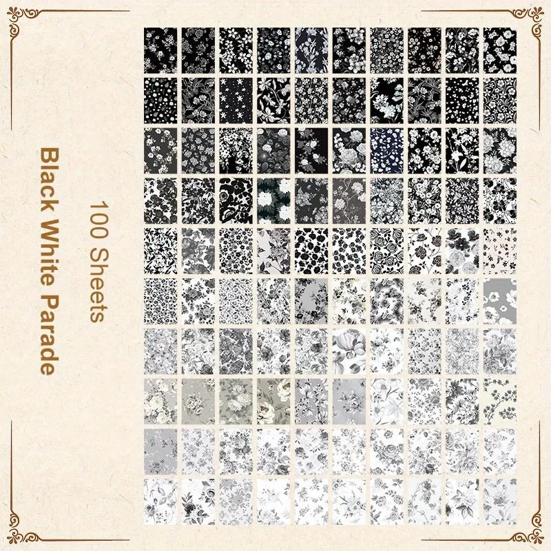 Ieebee Romantic Floral Scrapbookpapier 100-teilig