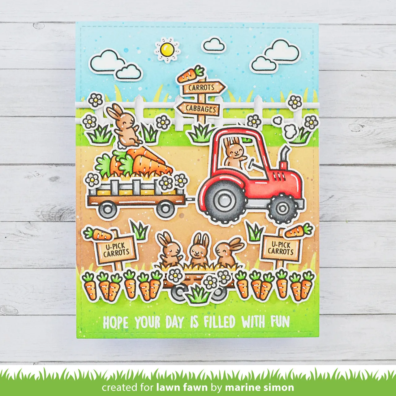 Lawn Fawn Hay There Hayrides Bunny Add-On Stempelset Hasen
