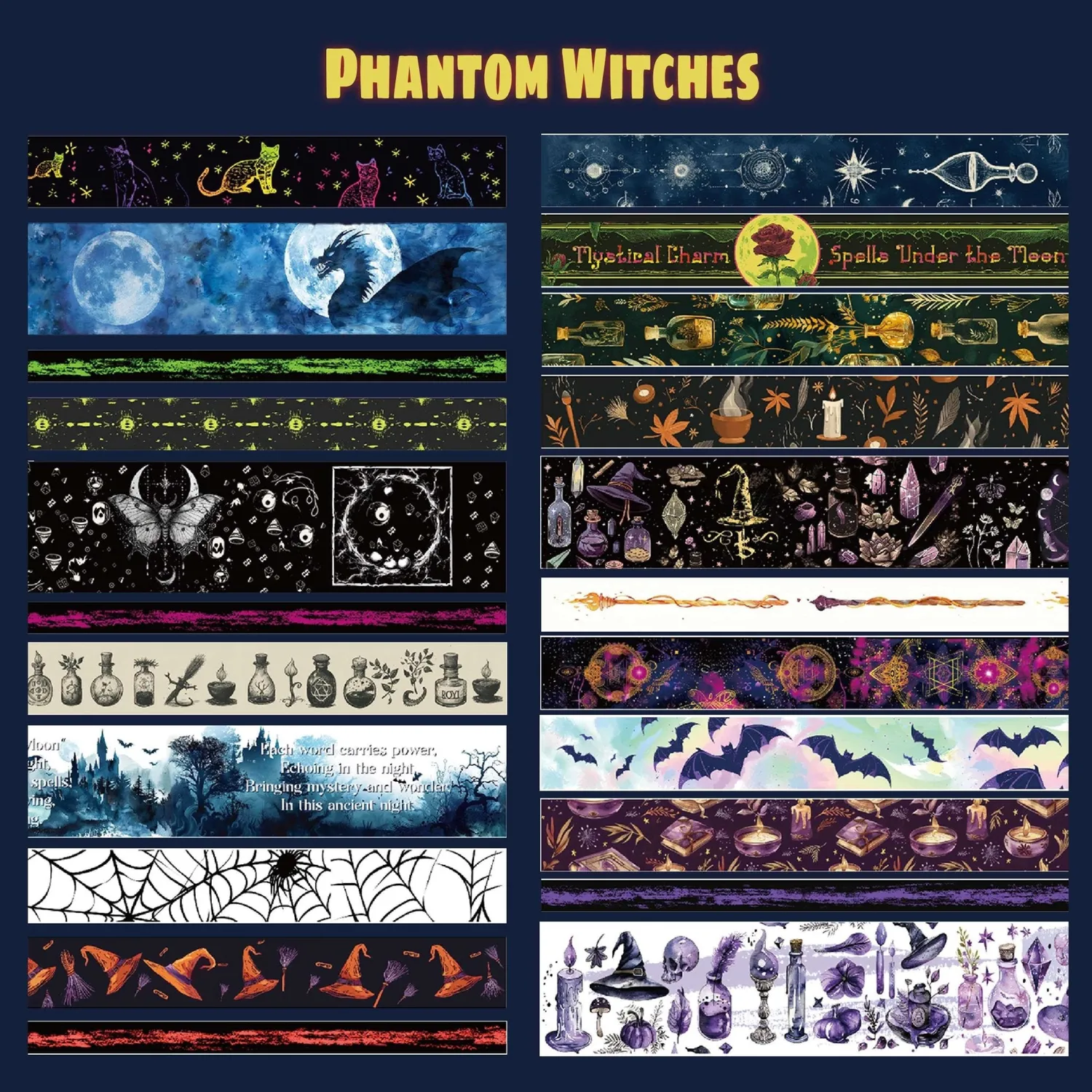 Ieebee Witchy Washi Tape Set 37 Rollen Mond Hexe