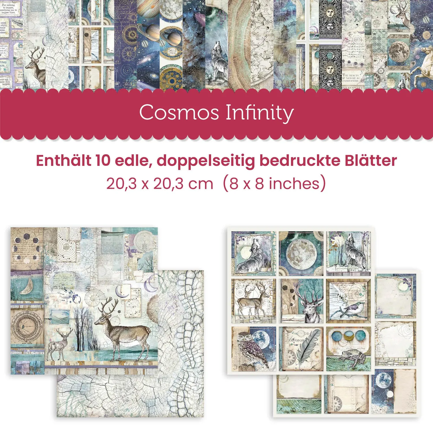 Stamperia Cosmos Scrapbookpapier 20,3x20,3cm 190g doppelseitig