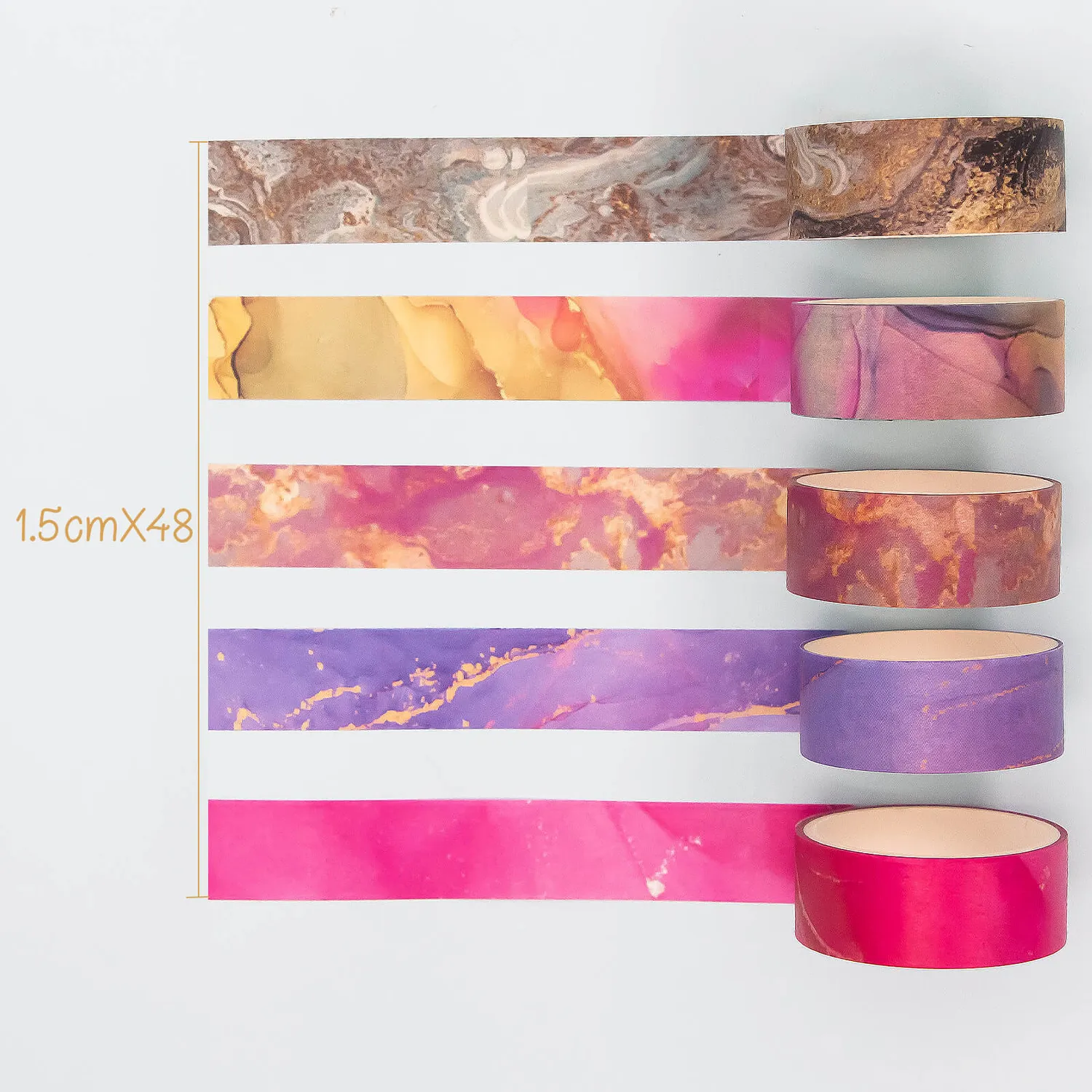 Ieebee Marble Ink Flow Gold Vein Washi-Tape 48 Rollen Marmor