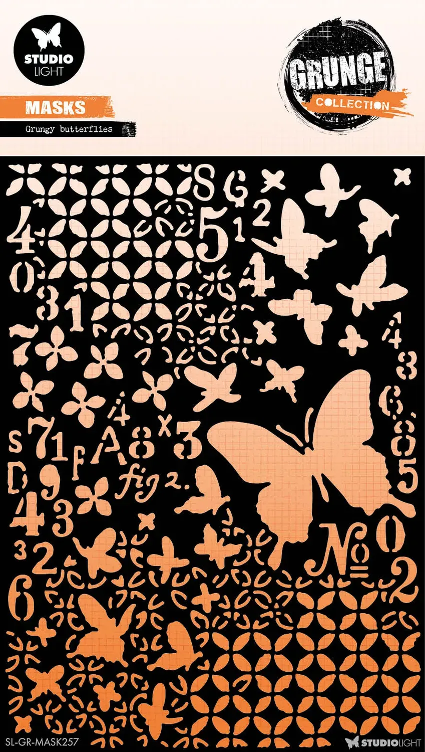 StudioLight Grunge Schablone Grunge Butterflies 150x210 mm