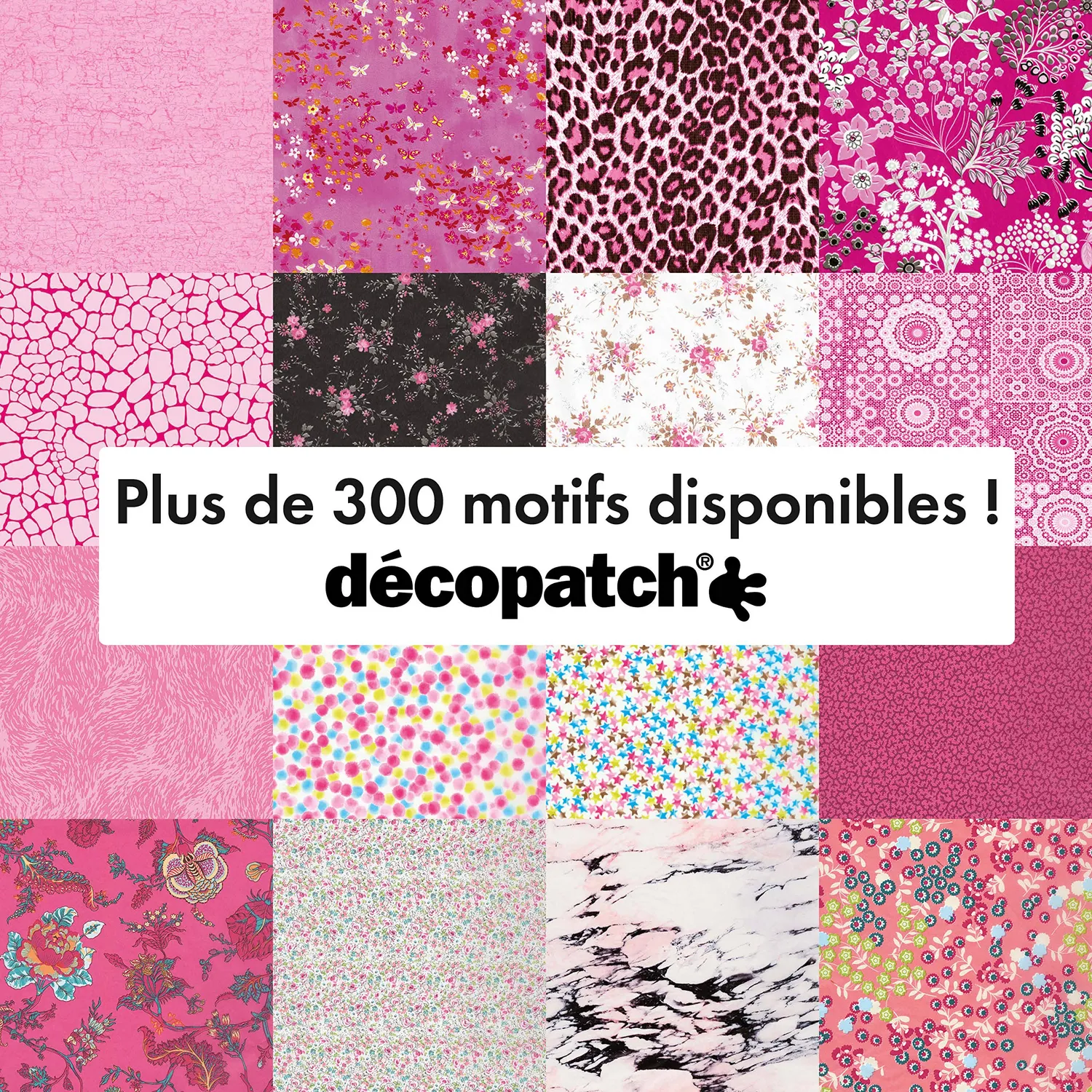 Décopatch C681O Décopatchpapier Punkte 3 Blätter rosa