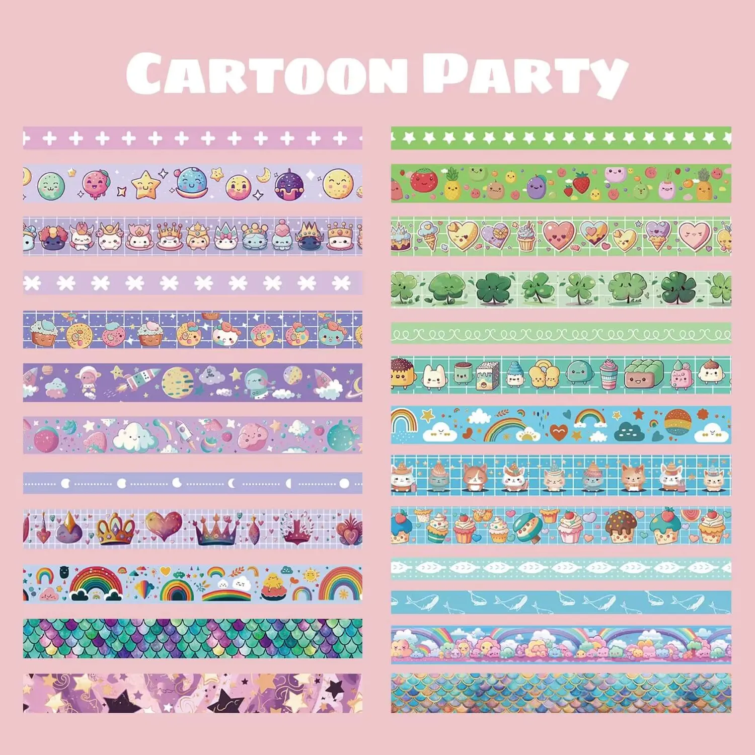 Ieebee Cartoon Party Washi Tape Set 50 Rollen Holografisch