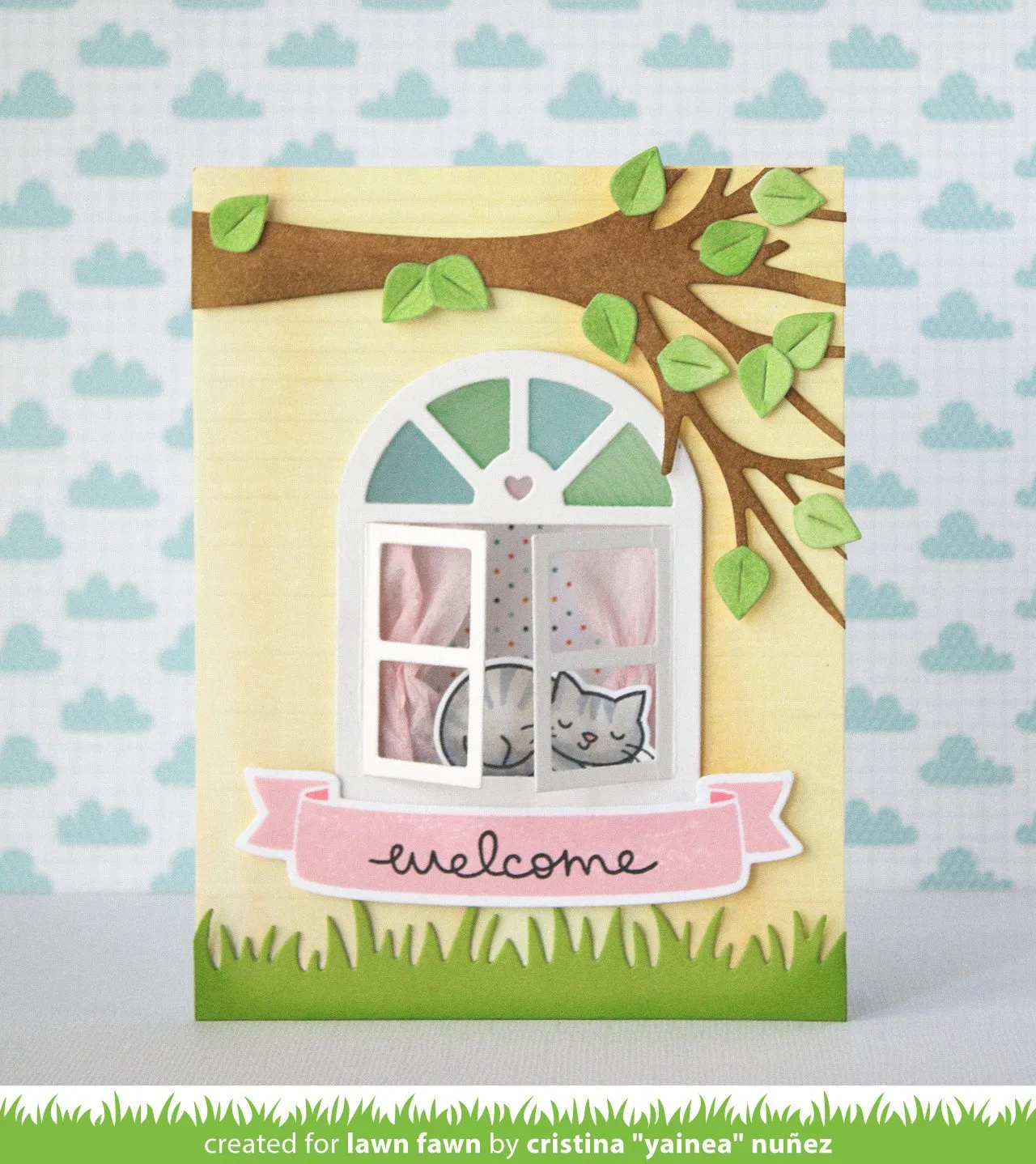 Lawn Fawn Leafy Tree Backdrop Landscape Stanze Baum