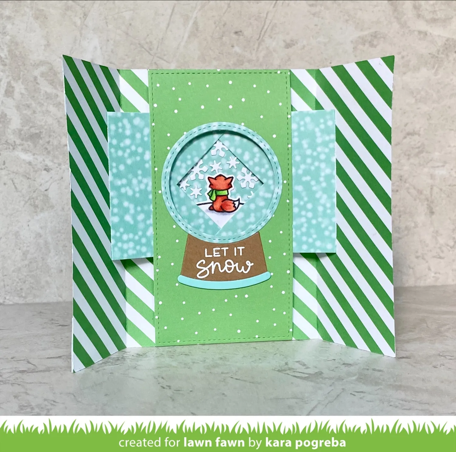 Lawn Fawn Shutter Card Snow Globe Add-On Stanzschablonen mit Schneeflocke