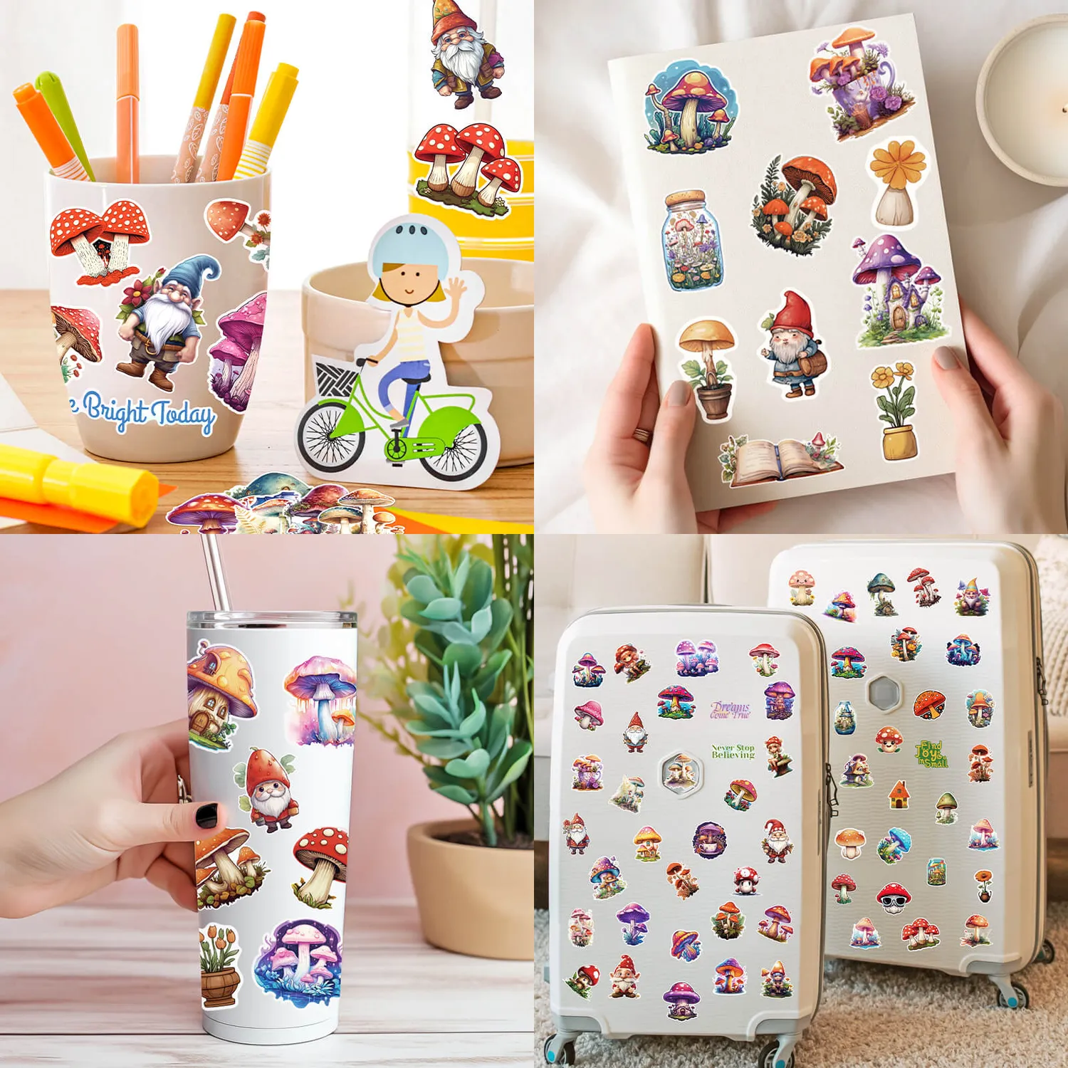 Ieebee Cute Mushroom Sticker Set 245 Stück wasserfest