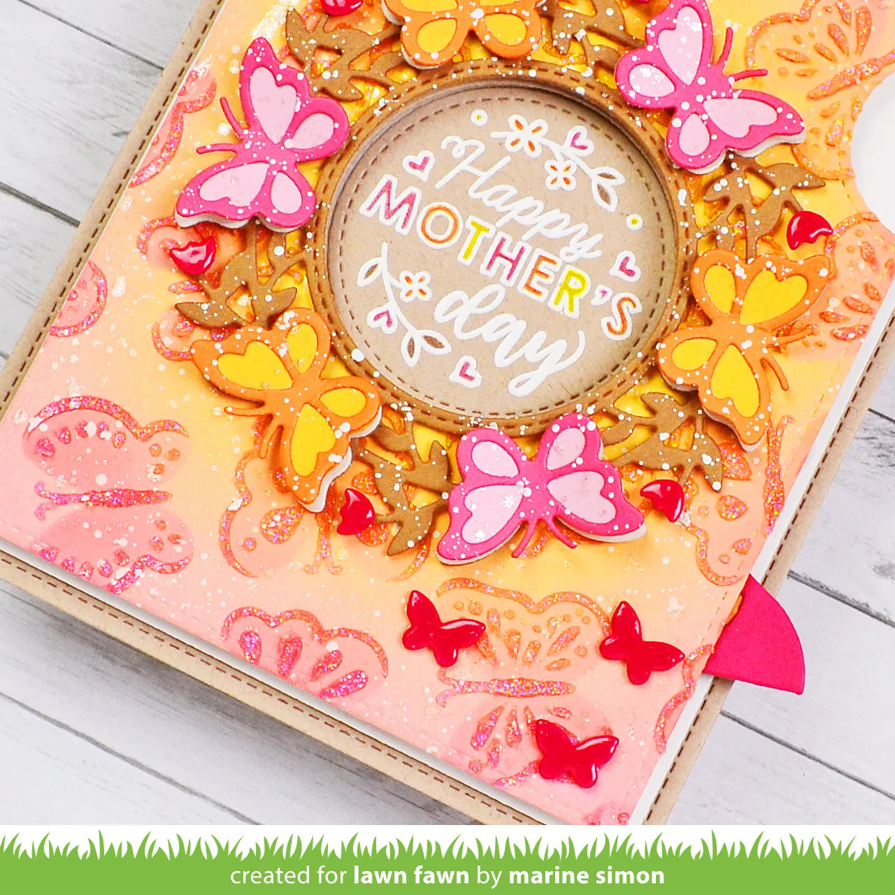 Lawn Fawn Butterfly Background Schablone LF4053 Schmetterlinge 6x6