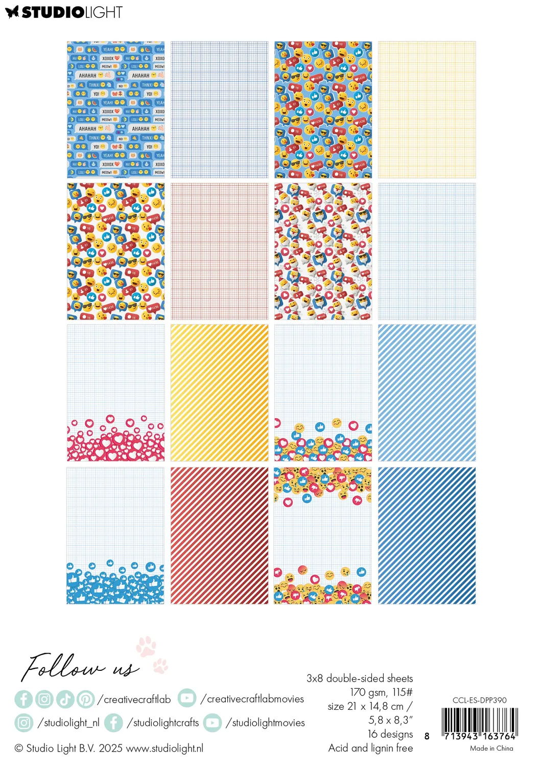 Creative Craftlab Essentials Speak Emoji Designpapier A5 24 Blatt
