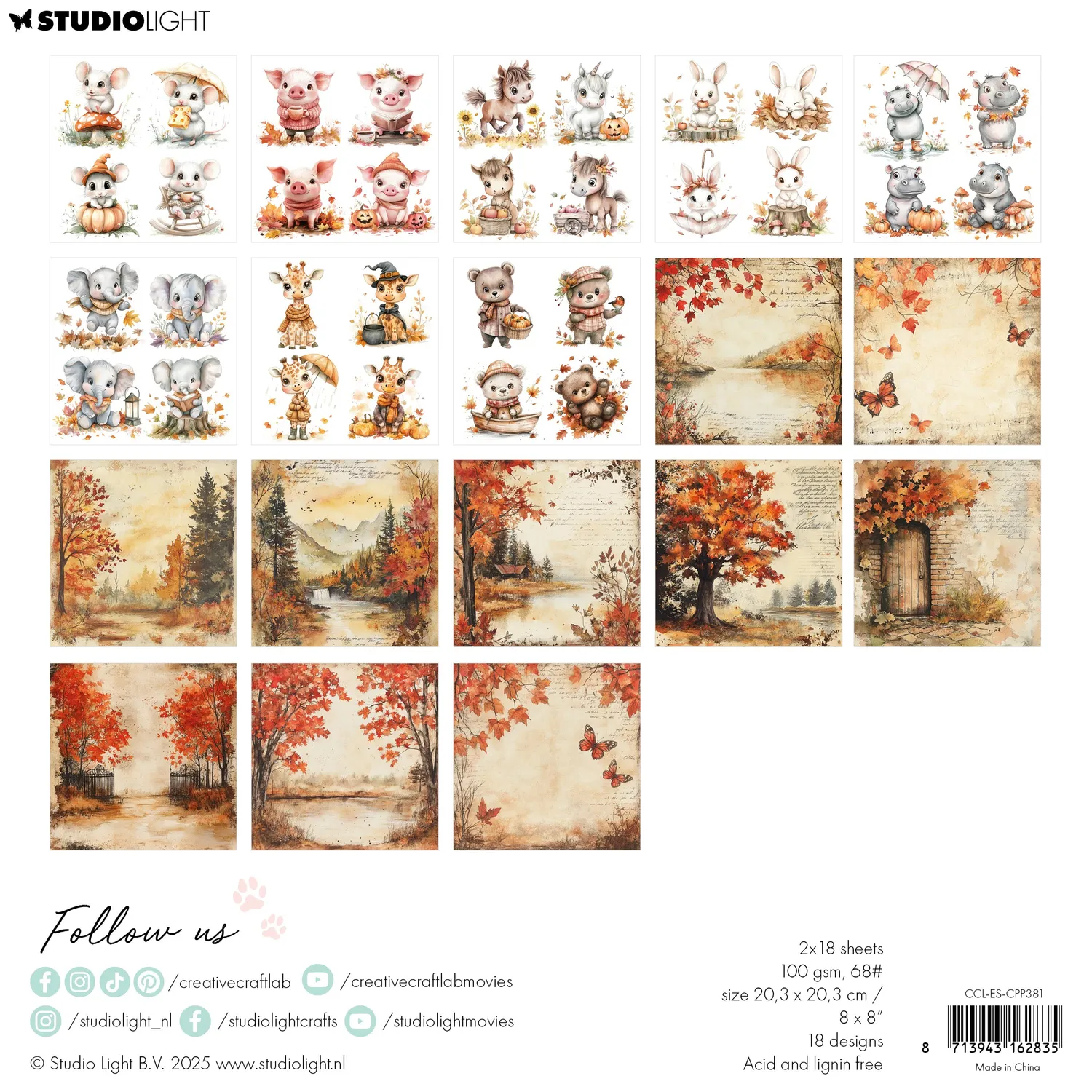 StudioLight Creative Craftlab Fall in love Collagepapier 20x20cm 36 Blatt