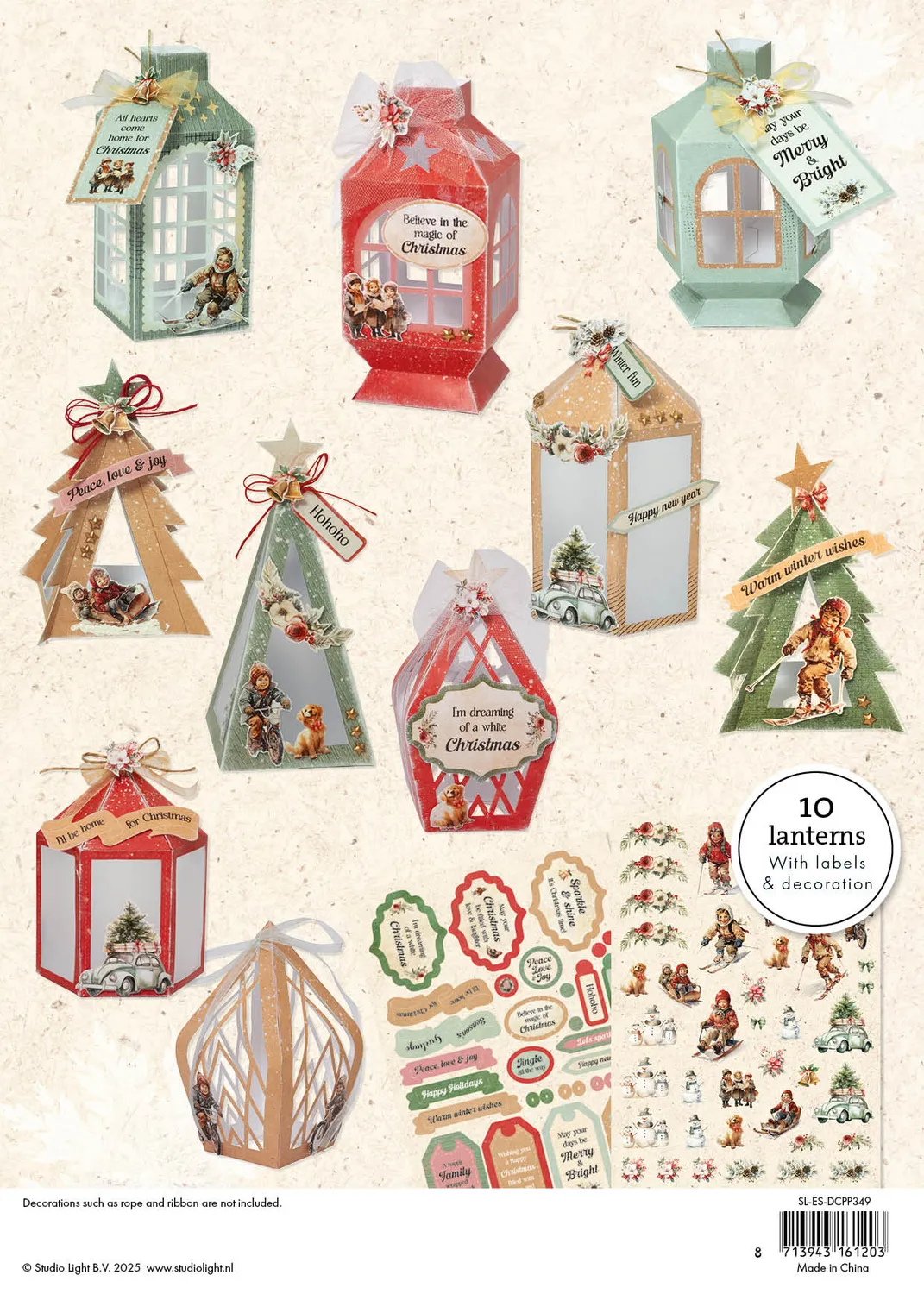 StudioLight DIY Lanterns Sparkling Christmas Papierblock 12 Blatt