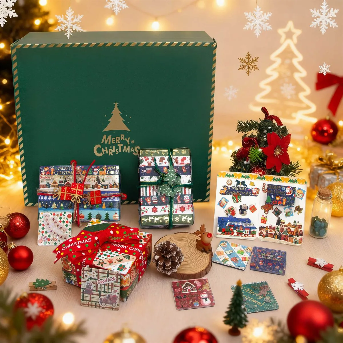 Ieebee Green Christmas Gift Box Set Bastelbox grün