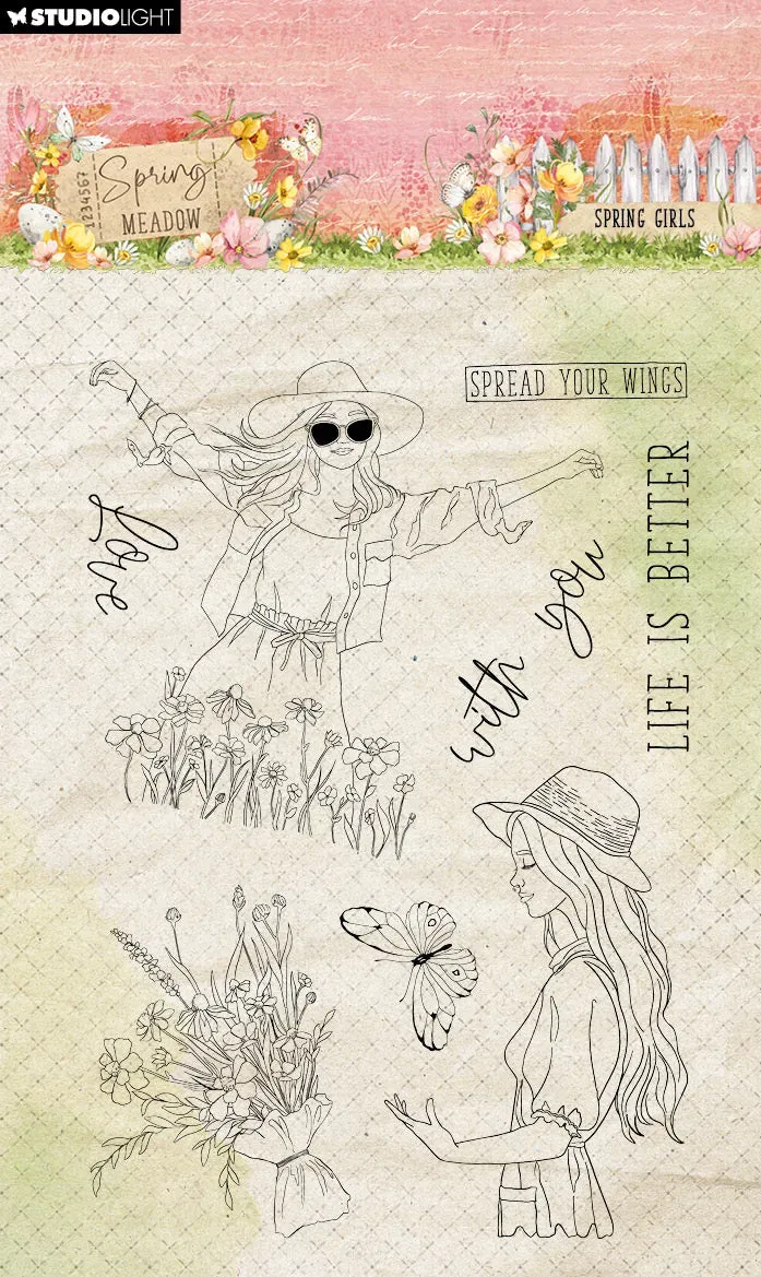 StudioLight Spring Meadow Spring Girls Clear Stamps Motivgröße