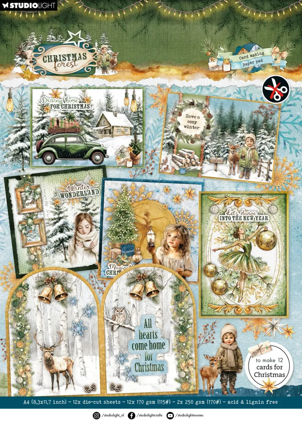StudioLight Christmas Forest Card Making Pad Papierblock 210x294mm