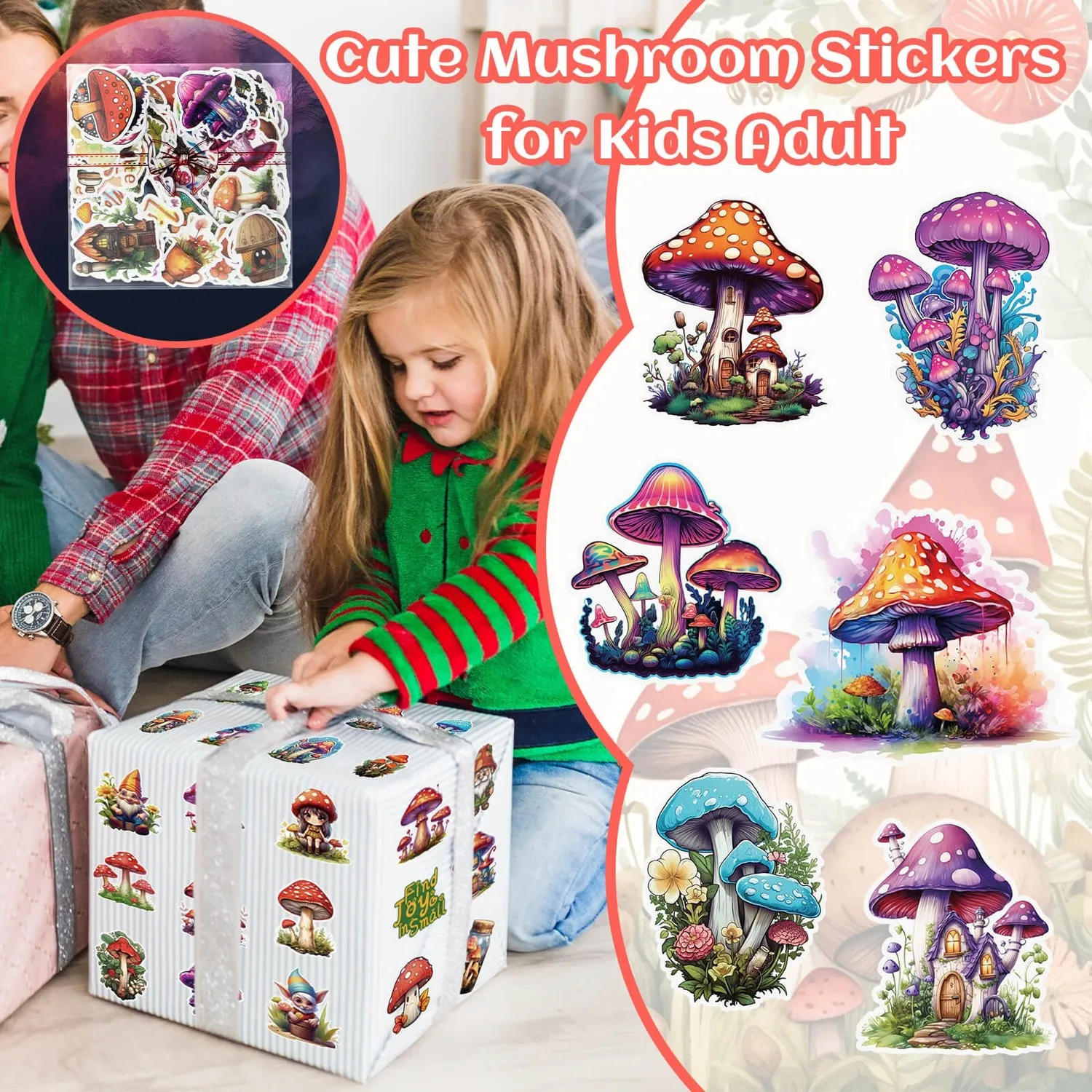 Ieebee Cute Mushroom Sticker Set 245 Stück wasserfest