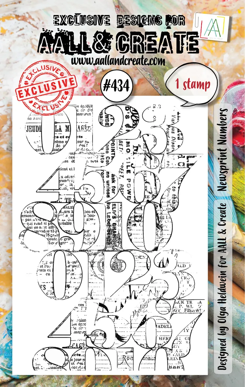AALL and Create #434 Newsprint Numbers Stempel A7
