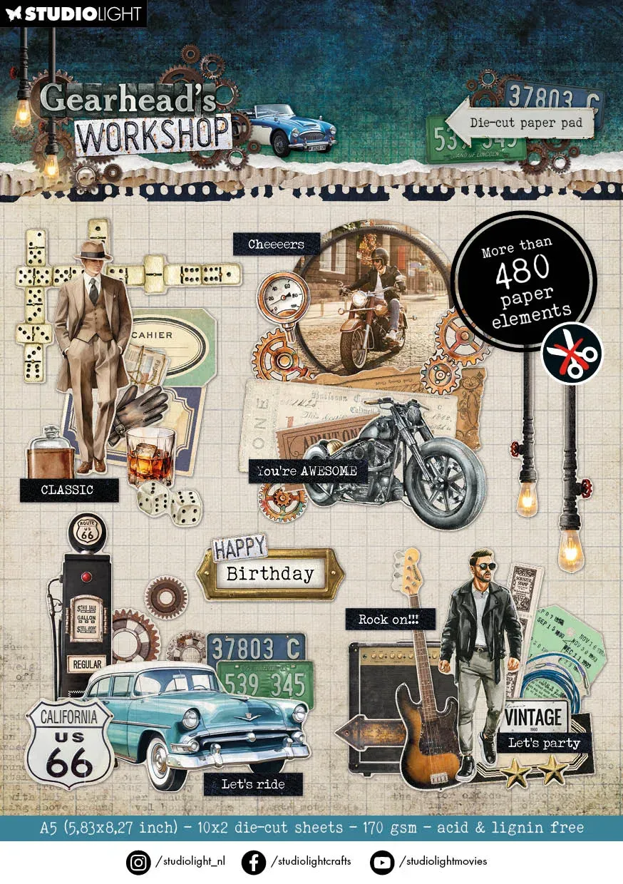 Studio Light Gearhead's Workshop Die-Cut Papier 20 Blatt