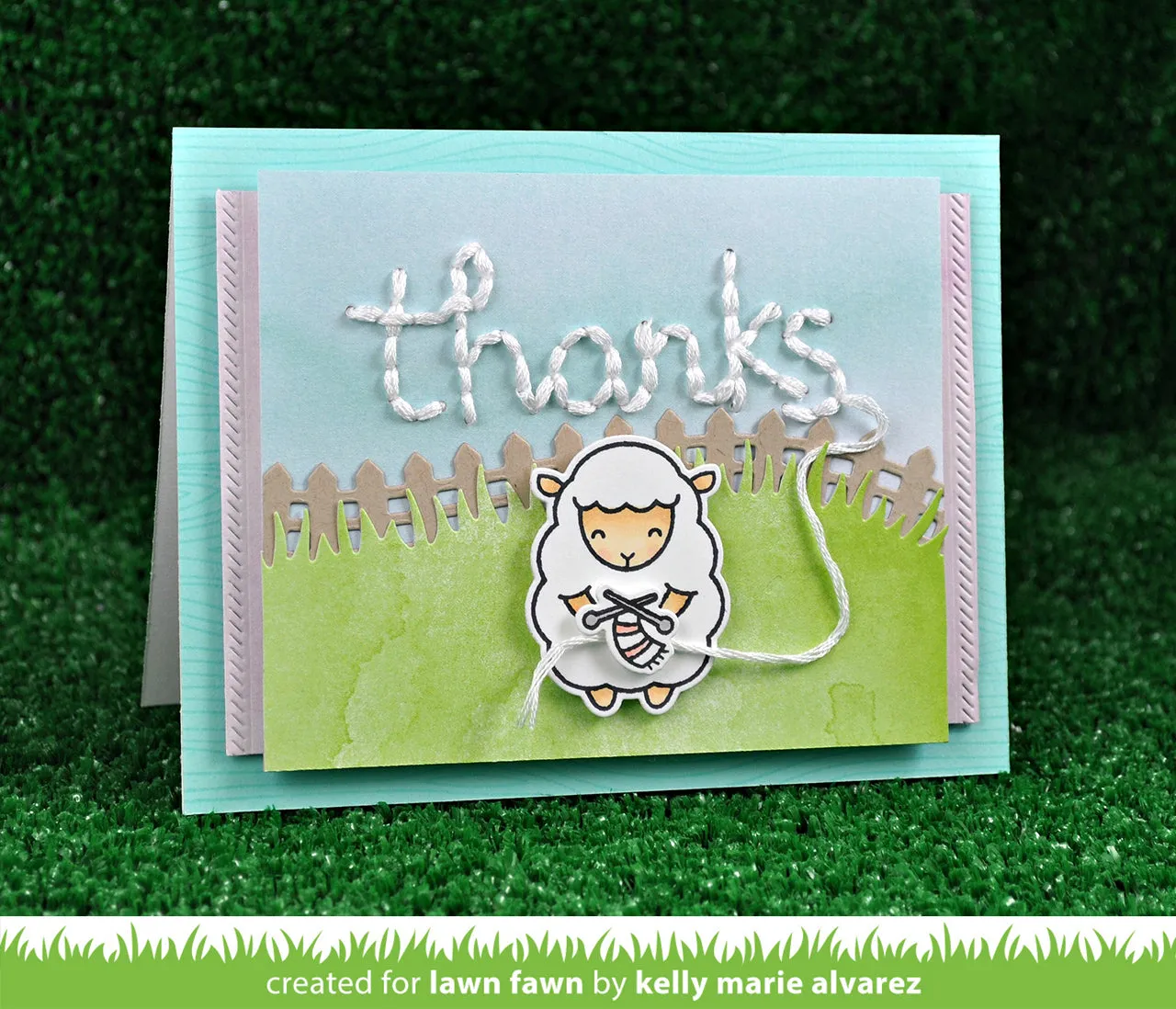 Lawn Fawn Lawn Cuts Embroidered Thanks Stanze genäht