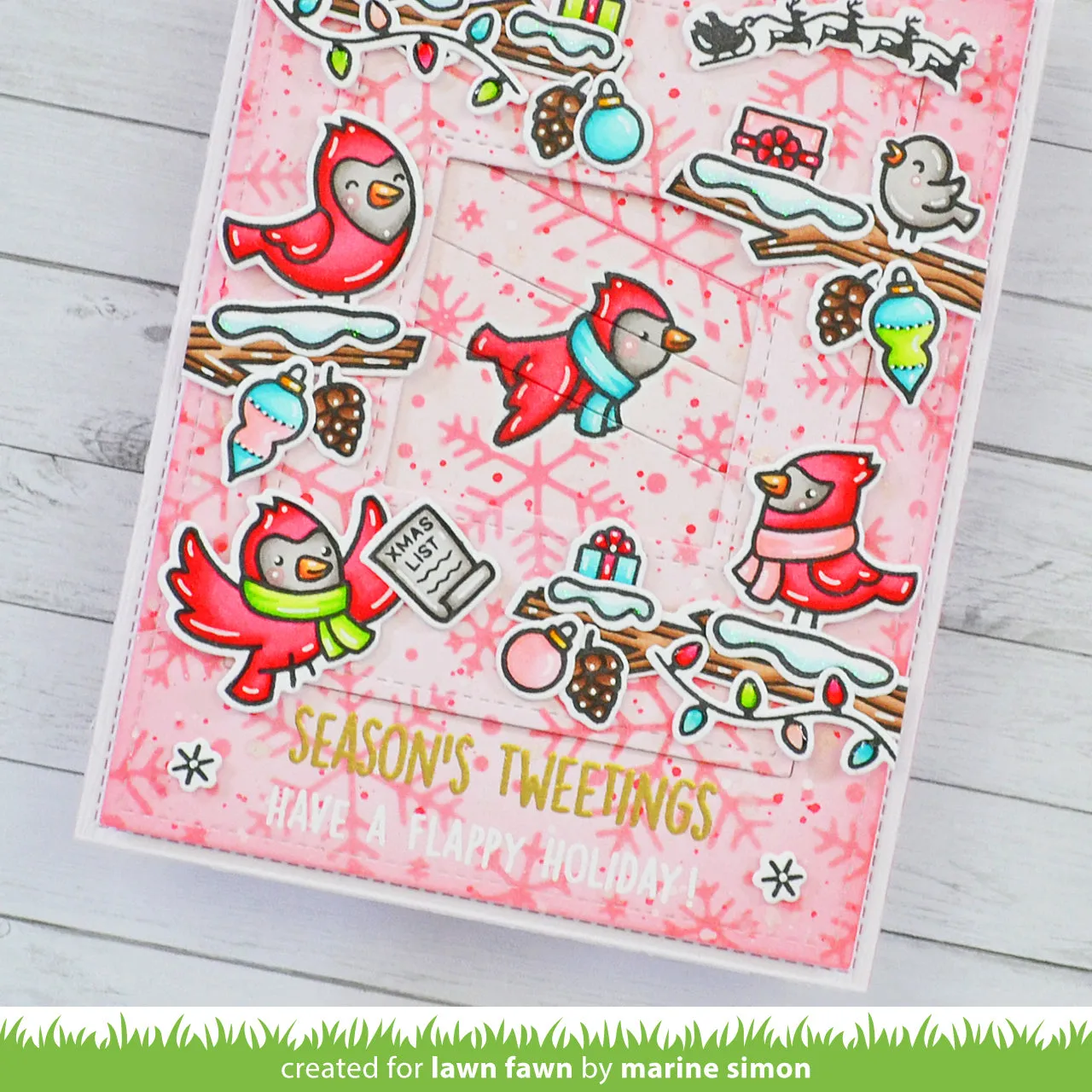 Lawn Fawn Flappy Holiday Clear Stamps Mini Vögel