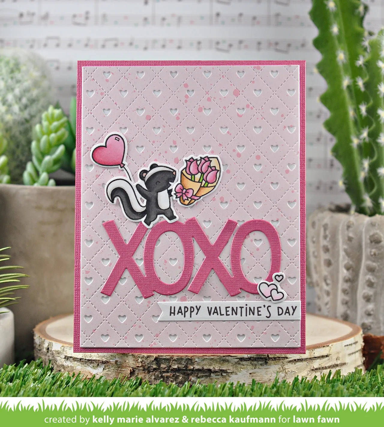Lawn Fawn Quilted Heart Backdrop Portrait Stanzschablone Herz-Hintergrund