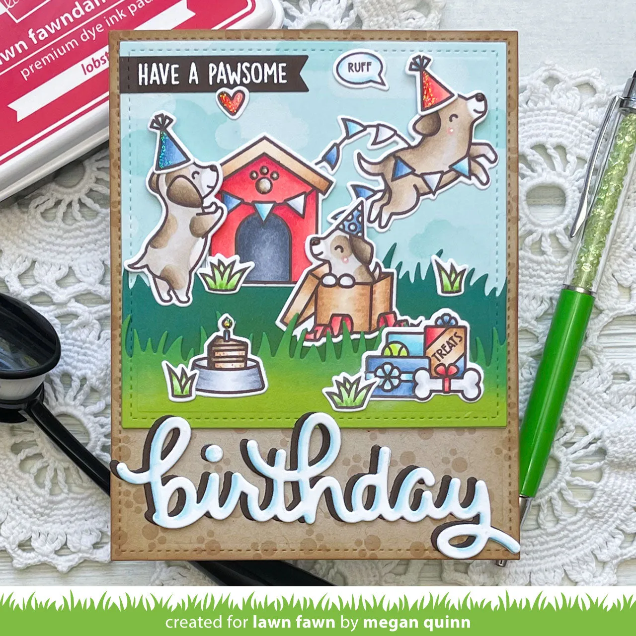 Lawn Fawn Pawsome Birthday Stempelset Hund Mini
