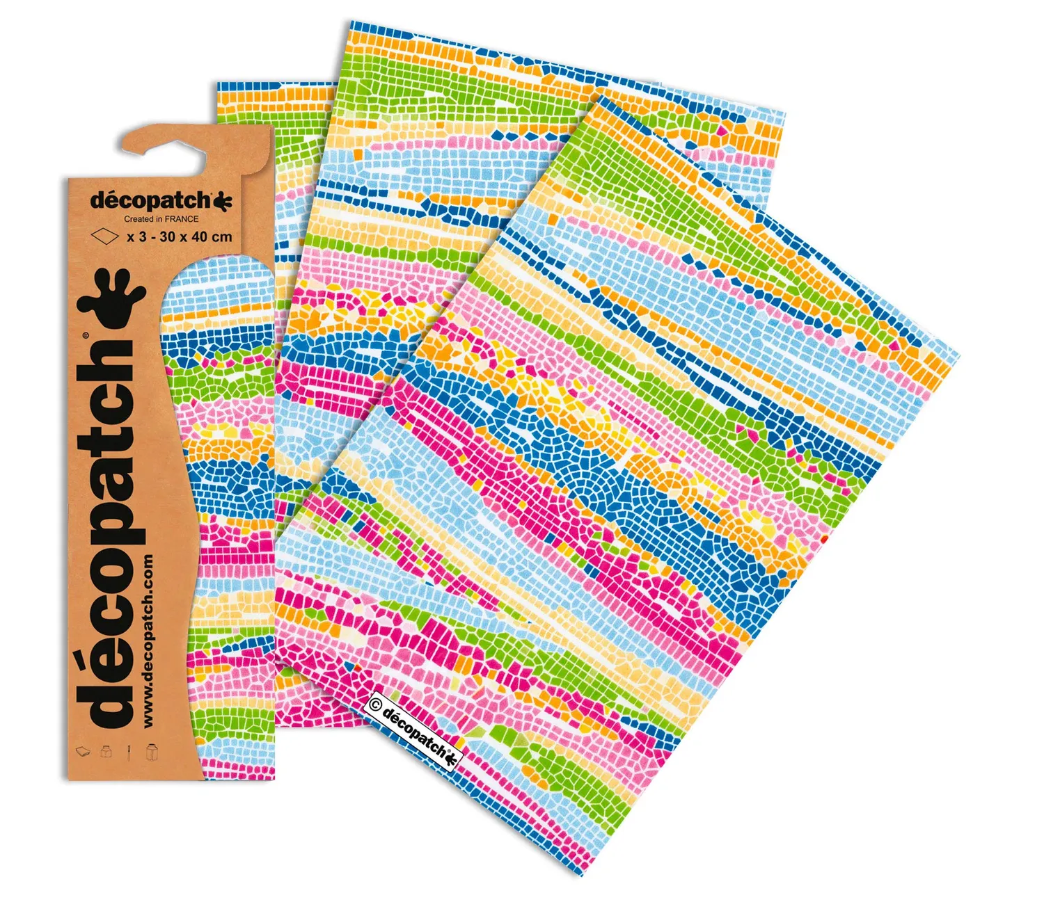 décopatch C594O Blume Orange-Rosa Papier 3er Pack 395mm