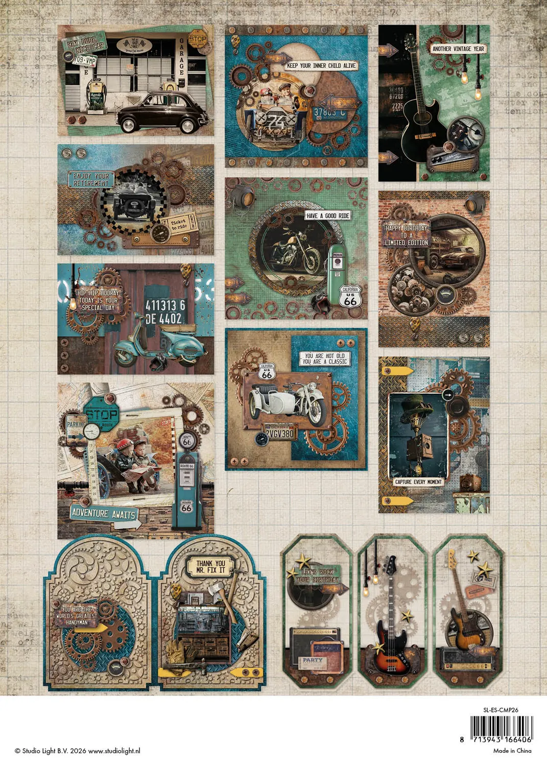 StudioLight Essentials Gearhead Workshop Papierblock 14 Blatt Zahnrad