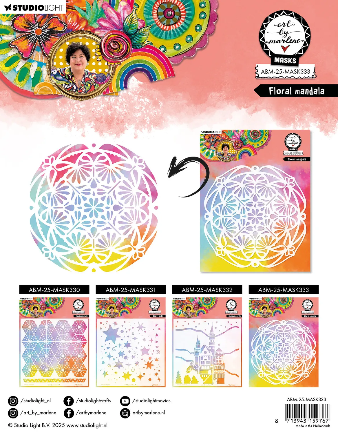 Art by Marlene 2025 Mask Schablone Floral Mandala