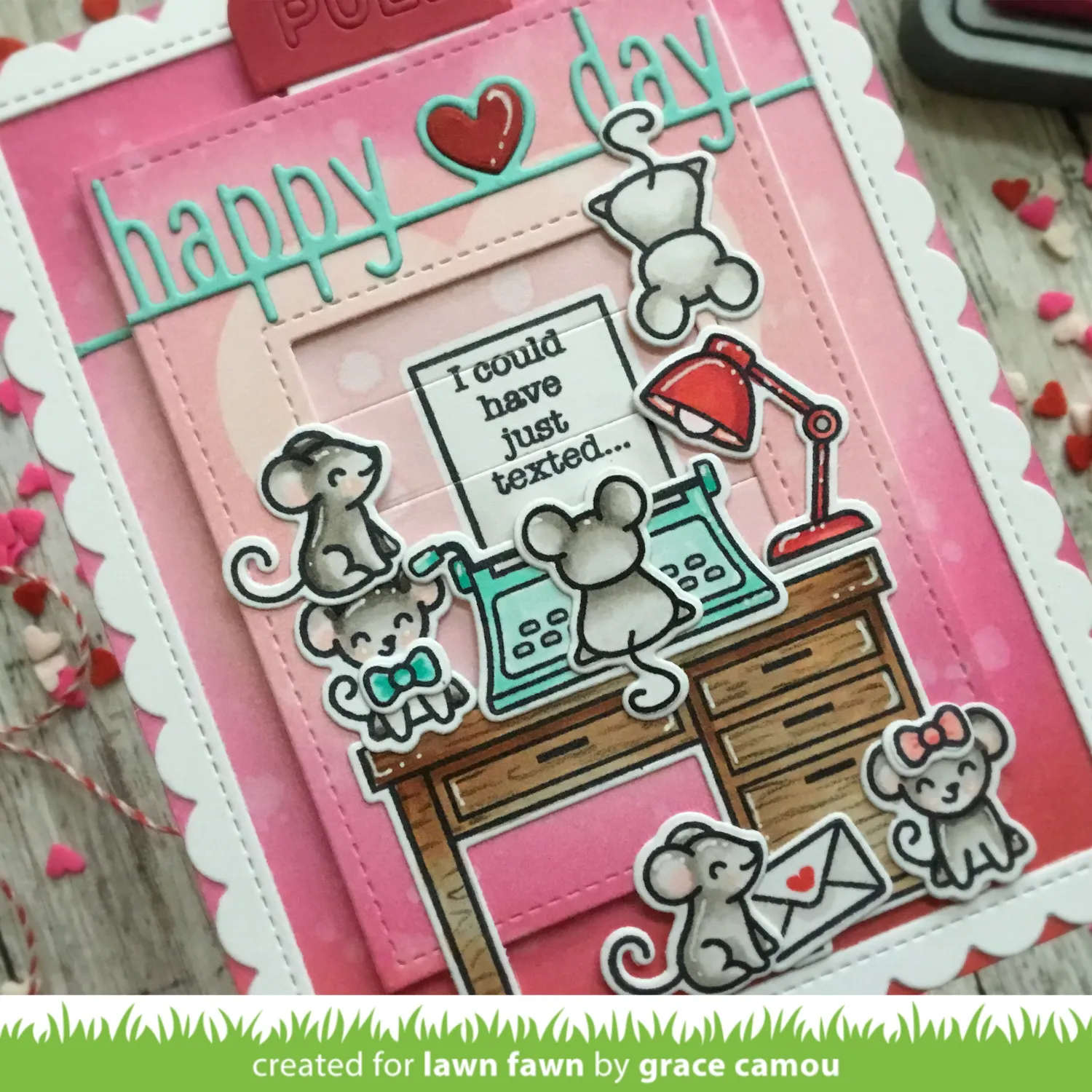 Lawn Fawn Lawn Cuts Happy Heart Day Stanze Valentinstag