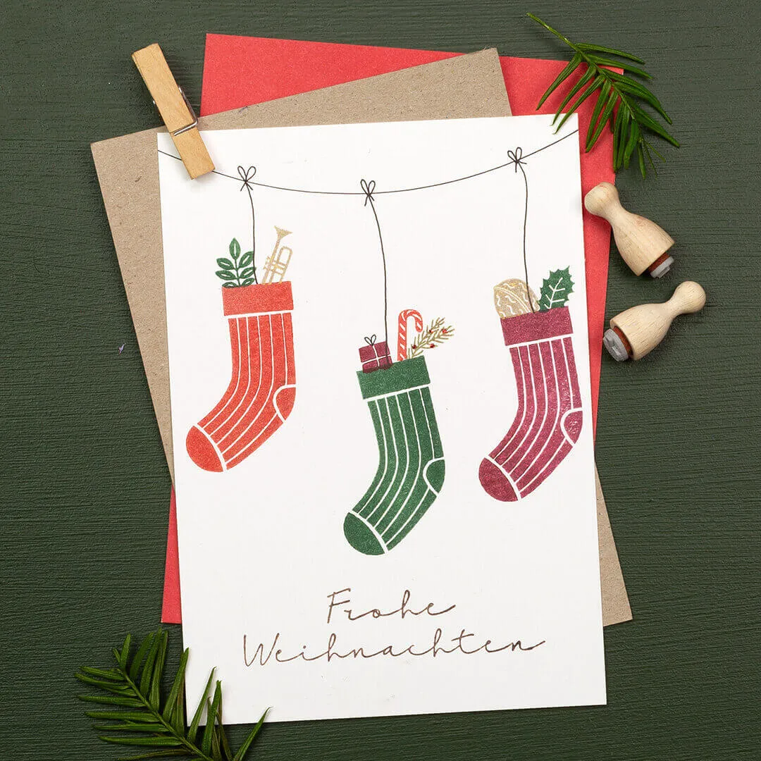 Perlenfischer Frohe Weihnachten 3 Stempel 18x76 mm