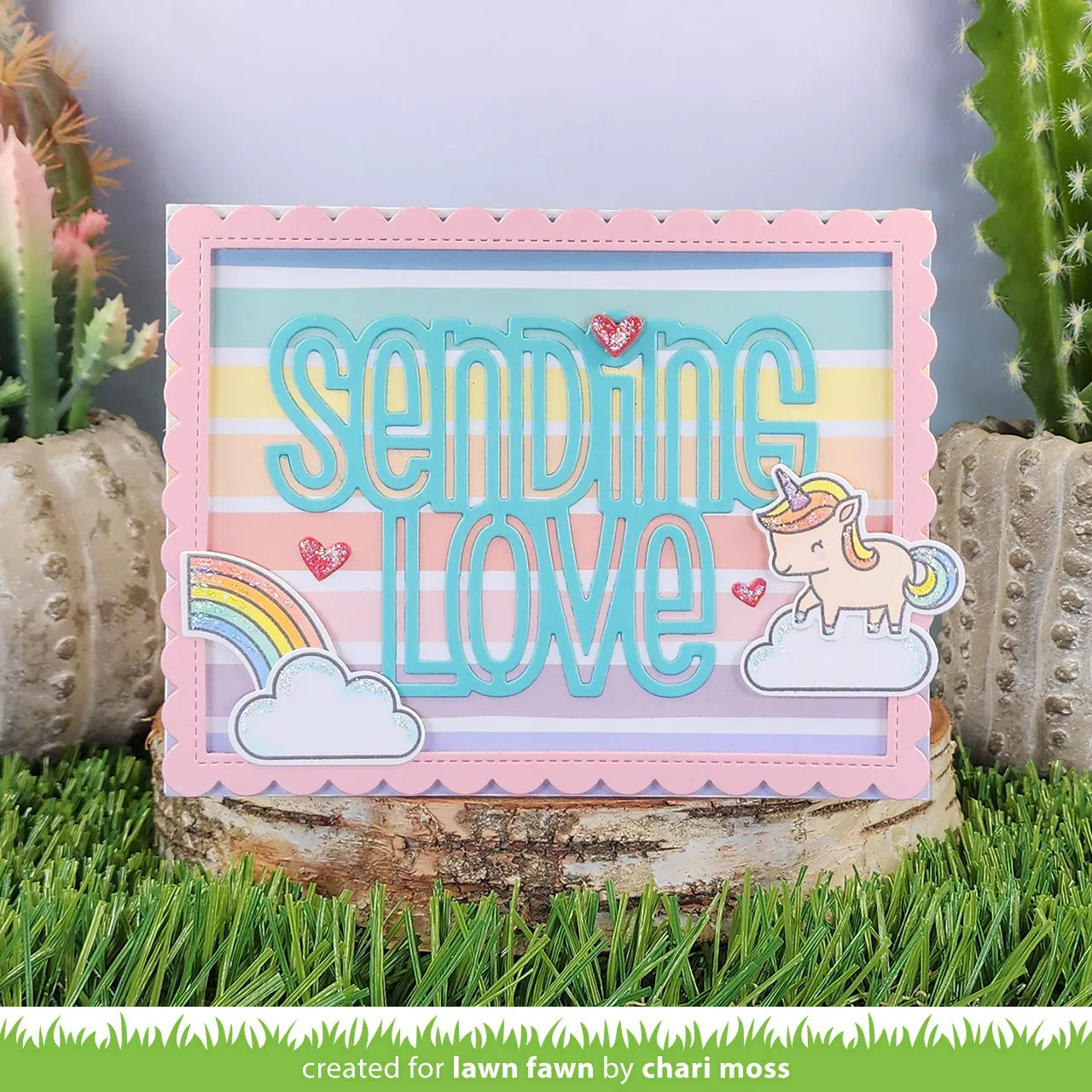 Lawn Fawn Giant Sending Love Stanzschablone 10x7cm