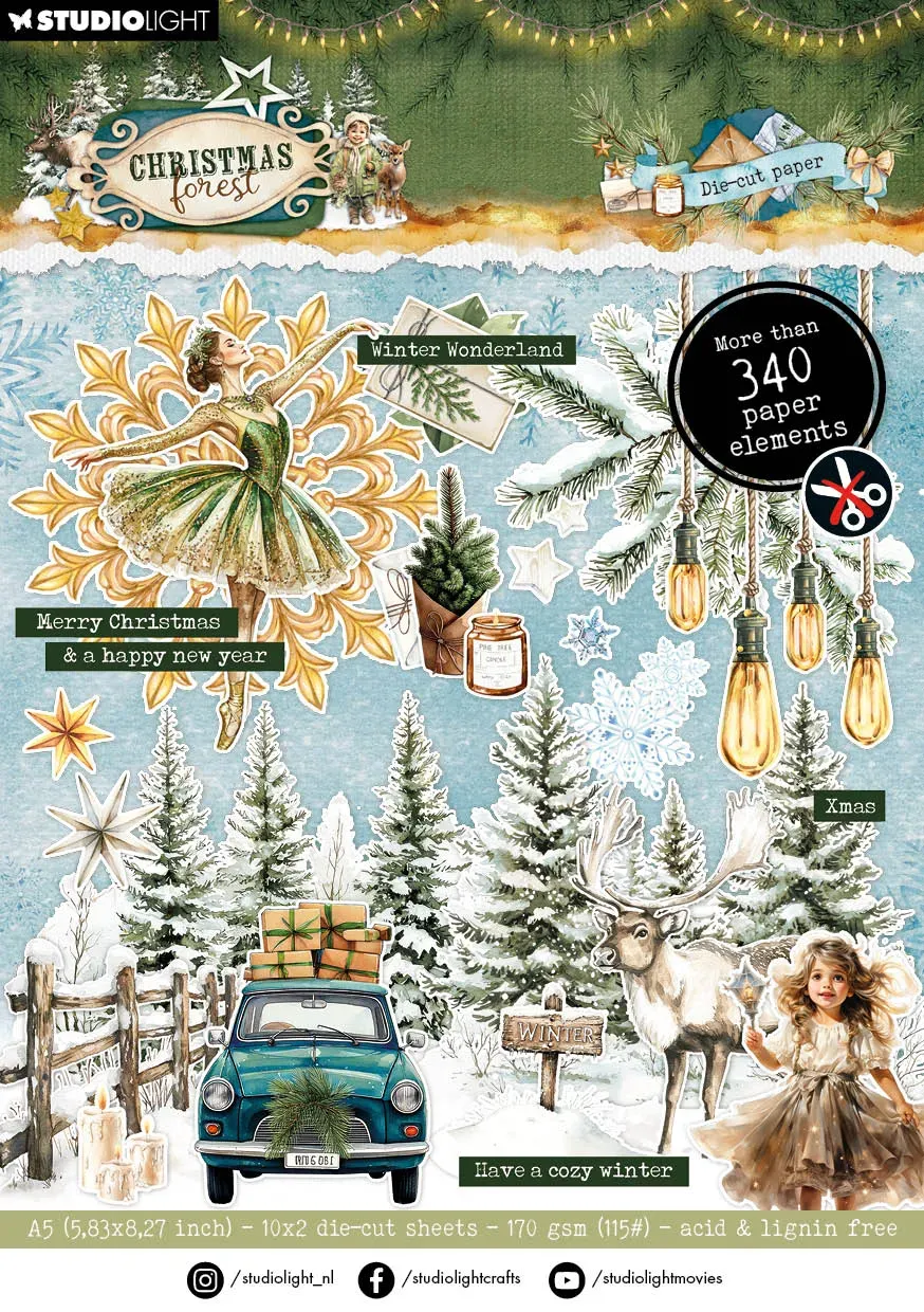 Studio Light Christmas Forest Die-Cut Paper Pad 20 Blatt