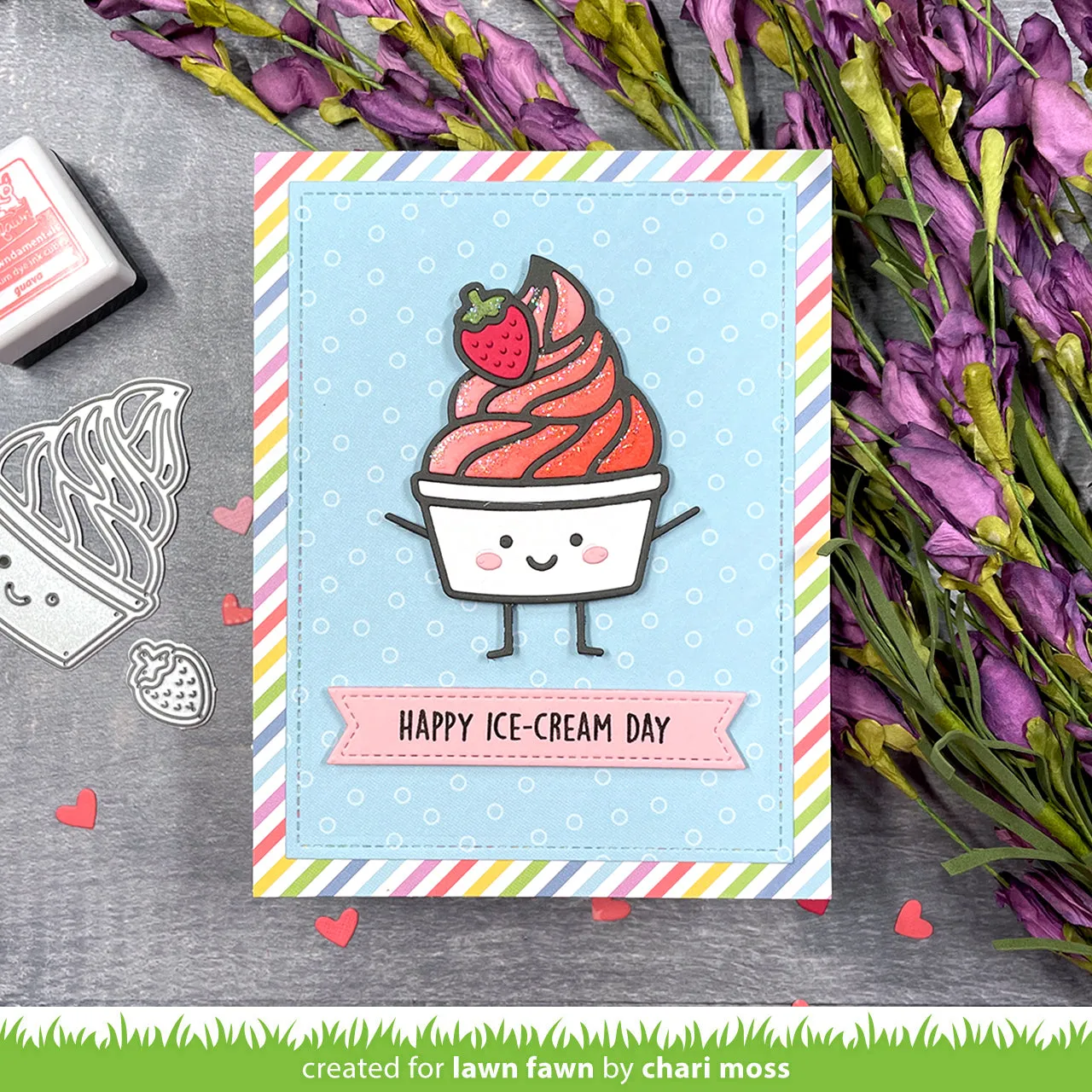 Lawn Fawn Froyo Friend Stanzschablonen Eisbecher Erdbeere