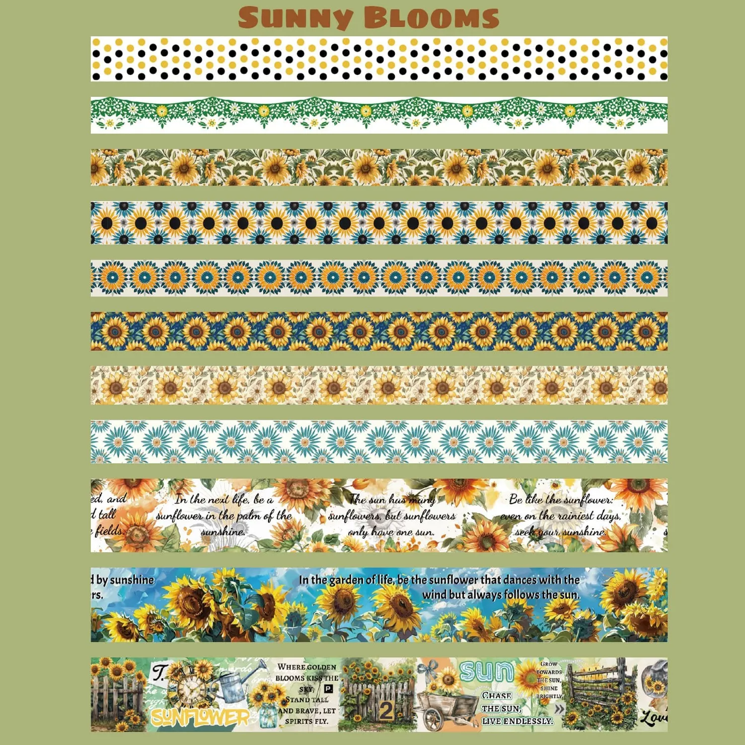 Ieebee Sunflower Washi Tape Set 27 Rollen Botanik