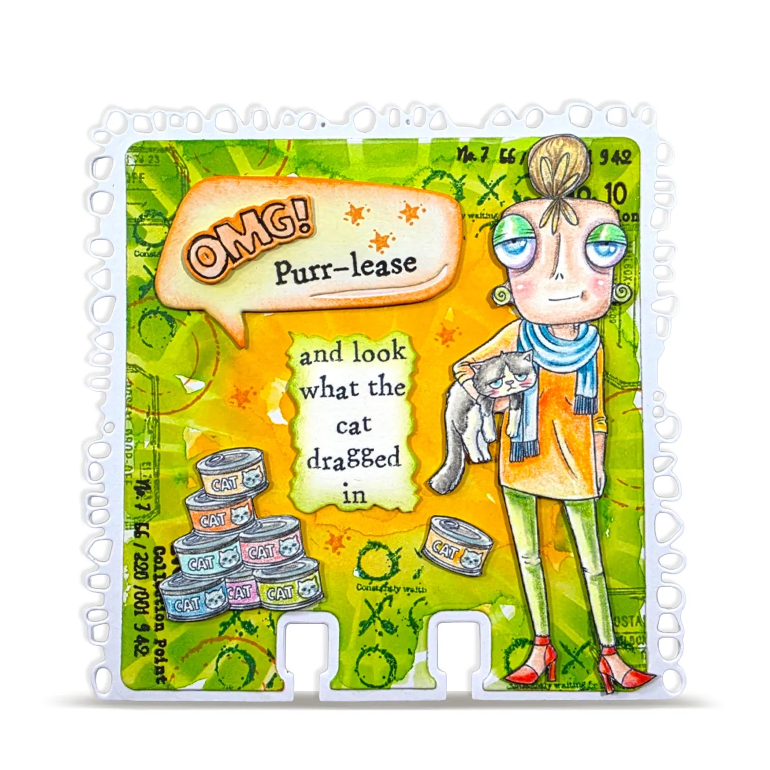 AALL and Create TP-1438 Purr-plexed Dee Stempel A7 Katzen