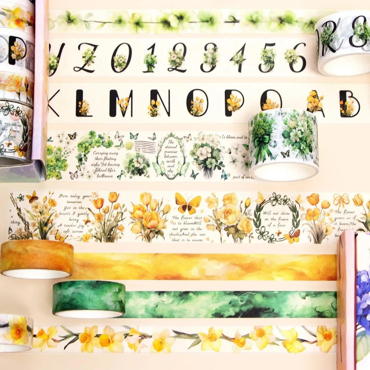 Ieebee Alphabet Washi Tape Set 24 Rollen floral Buchstaben