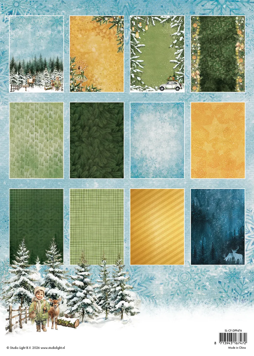 Studio Light Christmas Forest Designer Papierblock Hintergrund