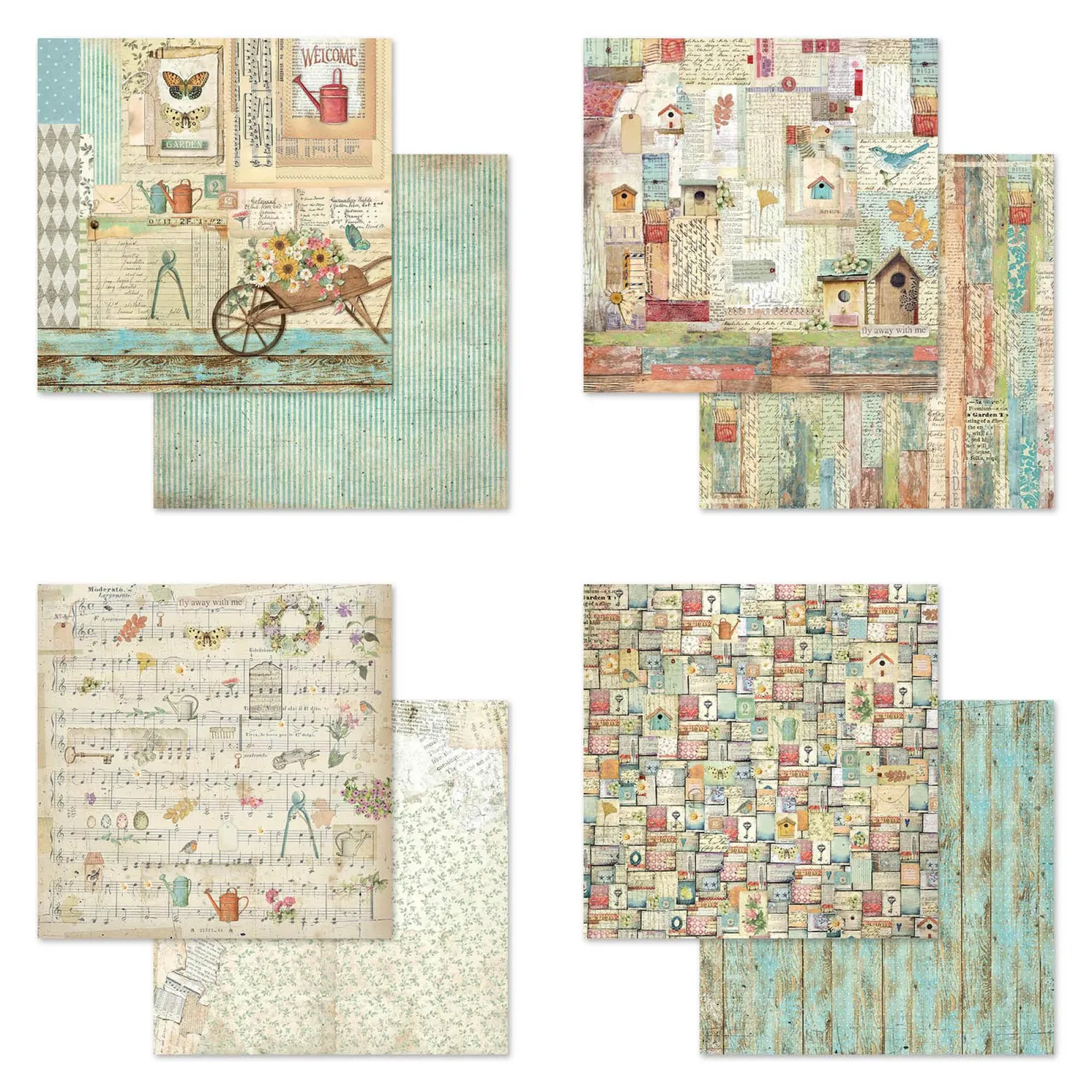 Stamperia Garden Scrapbookpapier 30,5x30,5cm beidseitig 10 Blatt