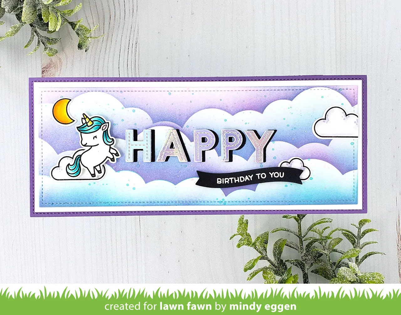 Lawn Fawn Slimline Cloudy Stencil LF2538 4x9 Zoll