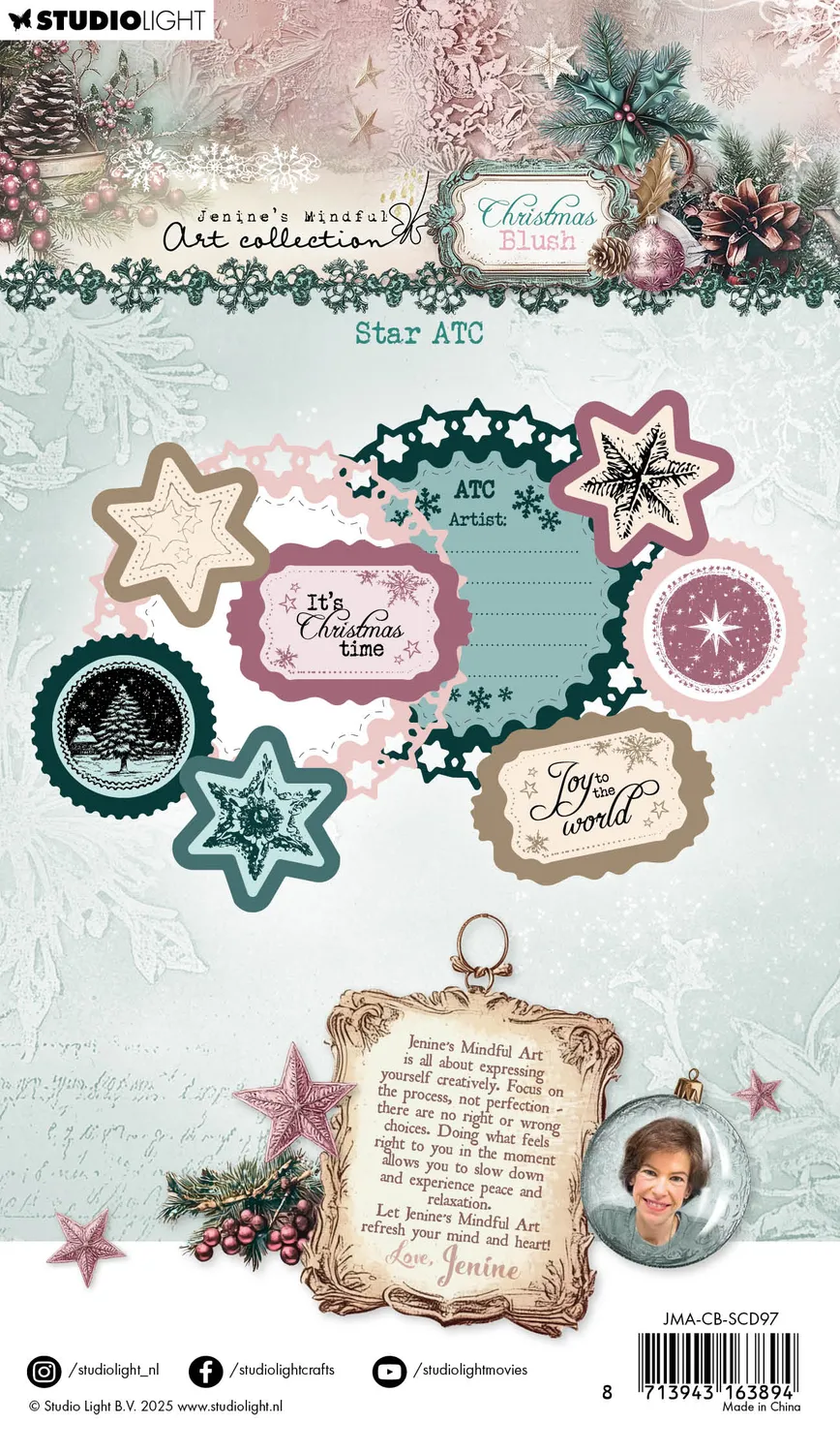 Jenine's Mindful Art Christmas Blush Star ATC Stempel Stanze