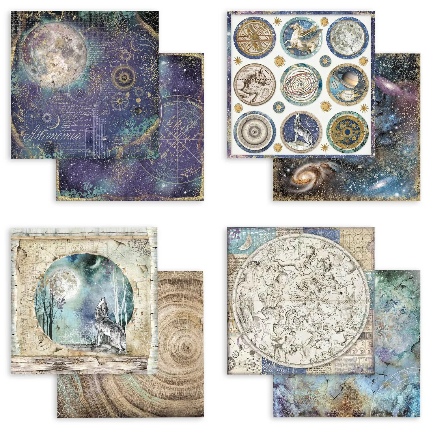 Stamperia Cosmos Scrapbookpapier 20,3x20,3cm 190g doppelseitig