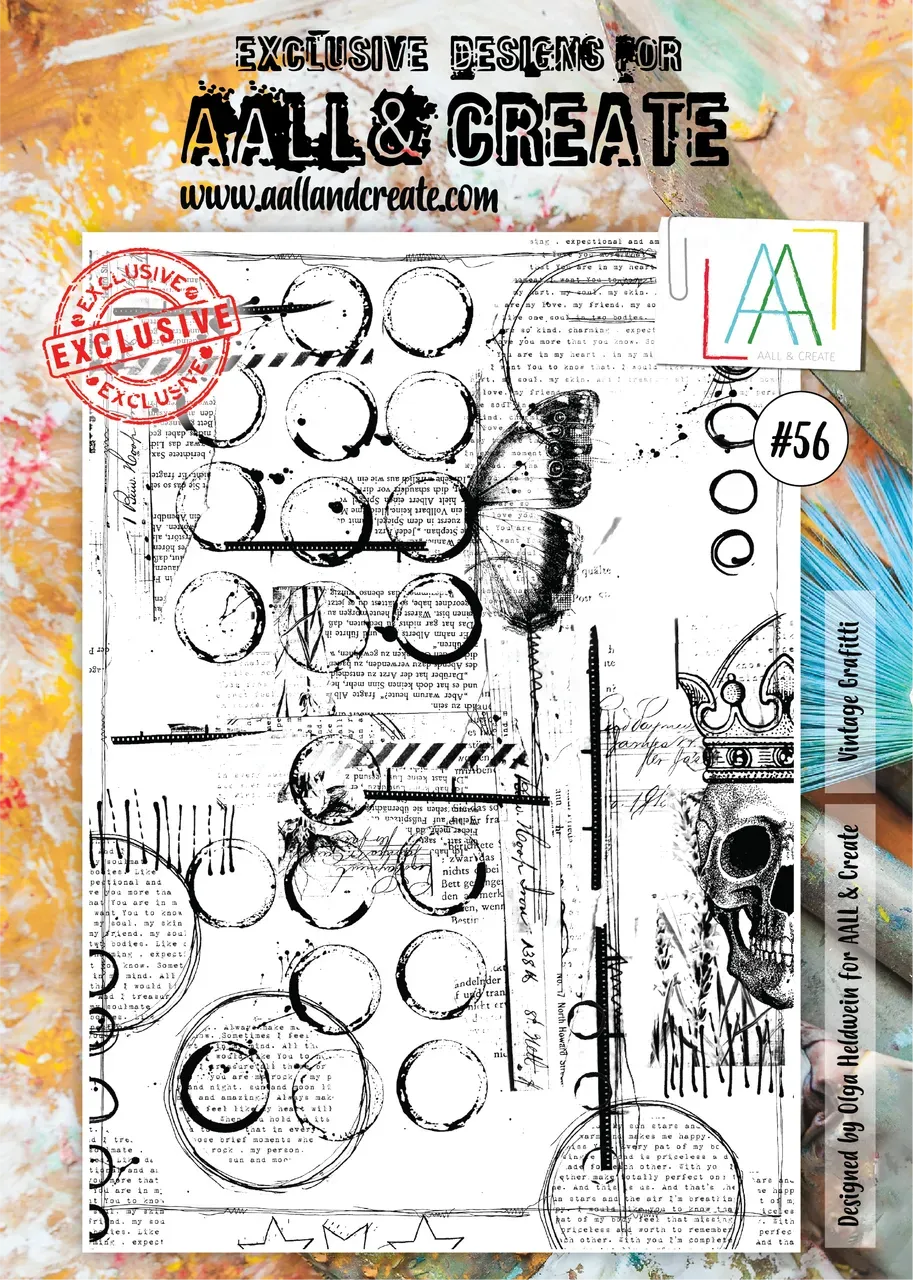 AALL and Create #56 Vintage Graffiti Stempelset A4 Text