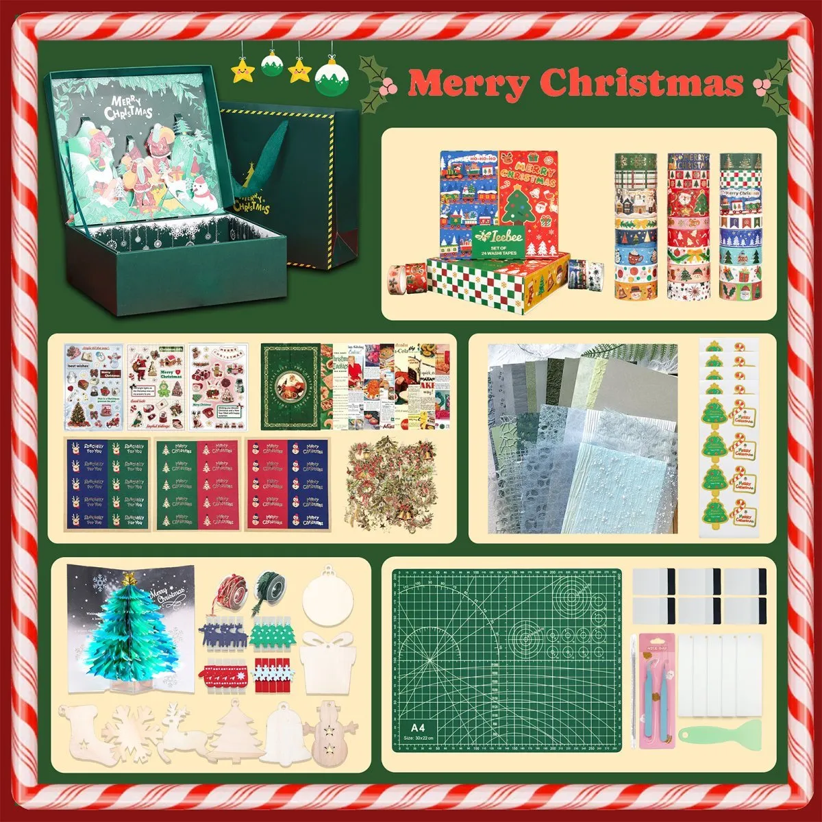 Ieebee Green Christmas Gift Box Set Bastelbox grün