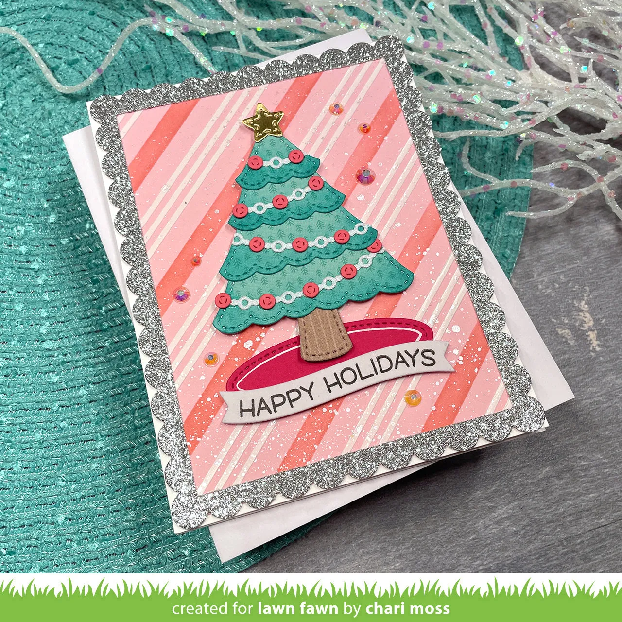 Lawn Fawn Peppermint Stripes Stencils Zuckerstange 6x6