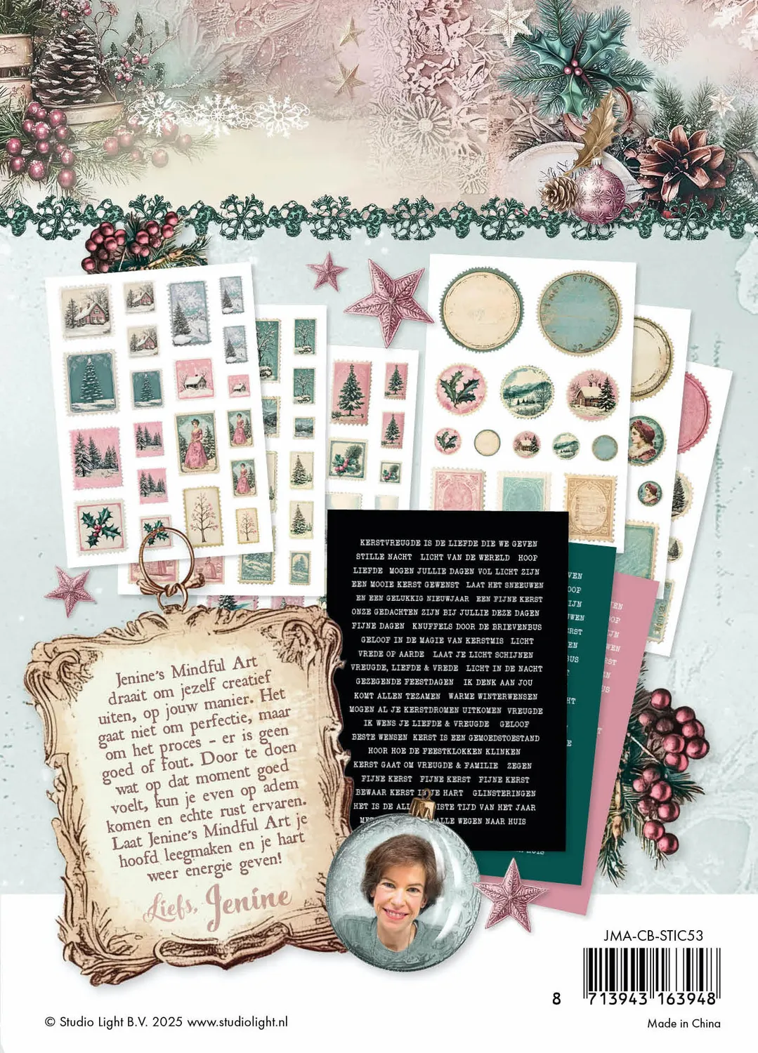 StudioLight Jenine's Mindful Art Christmas Blush Stickerbögen 9 Blätter