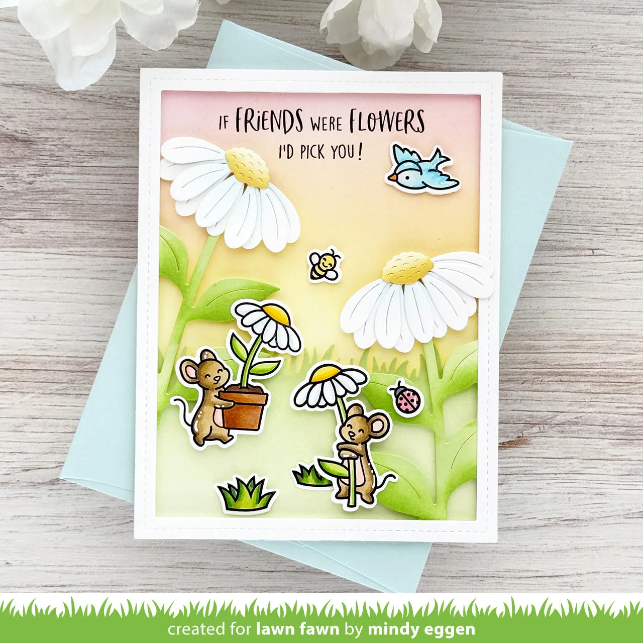 Lawn Fawn Mice Flowers LF4076 Clear Stamps Mäuse
